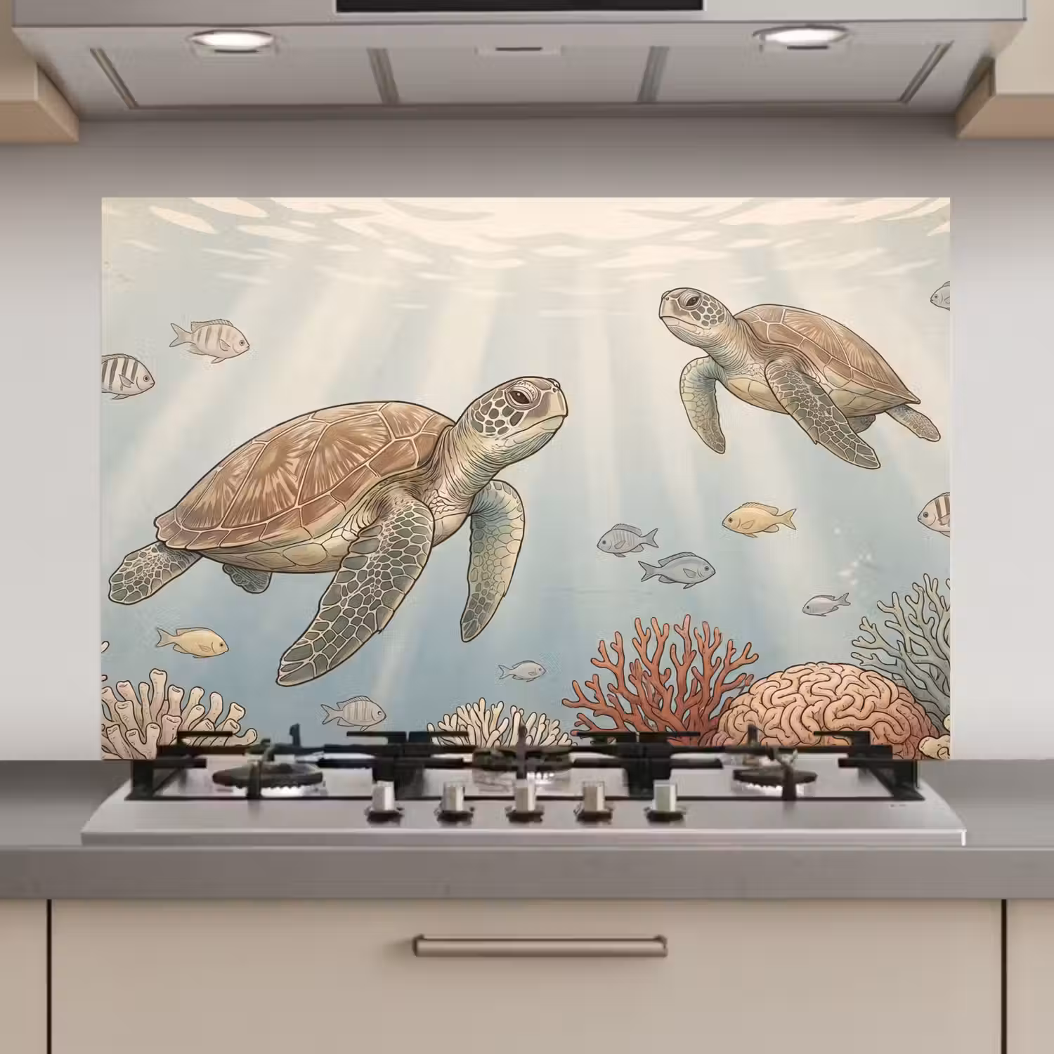 Schildpad - Onderwater - Natuur - Illustratie keuken achterwand spatscherm klein -3d_website