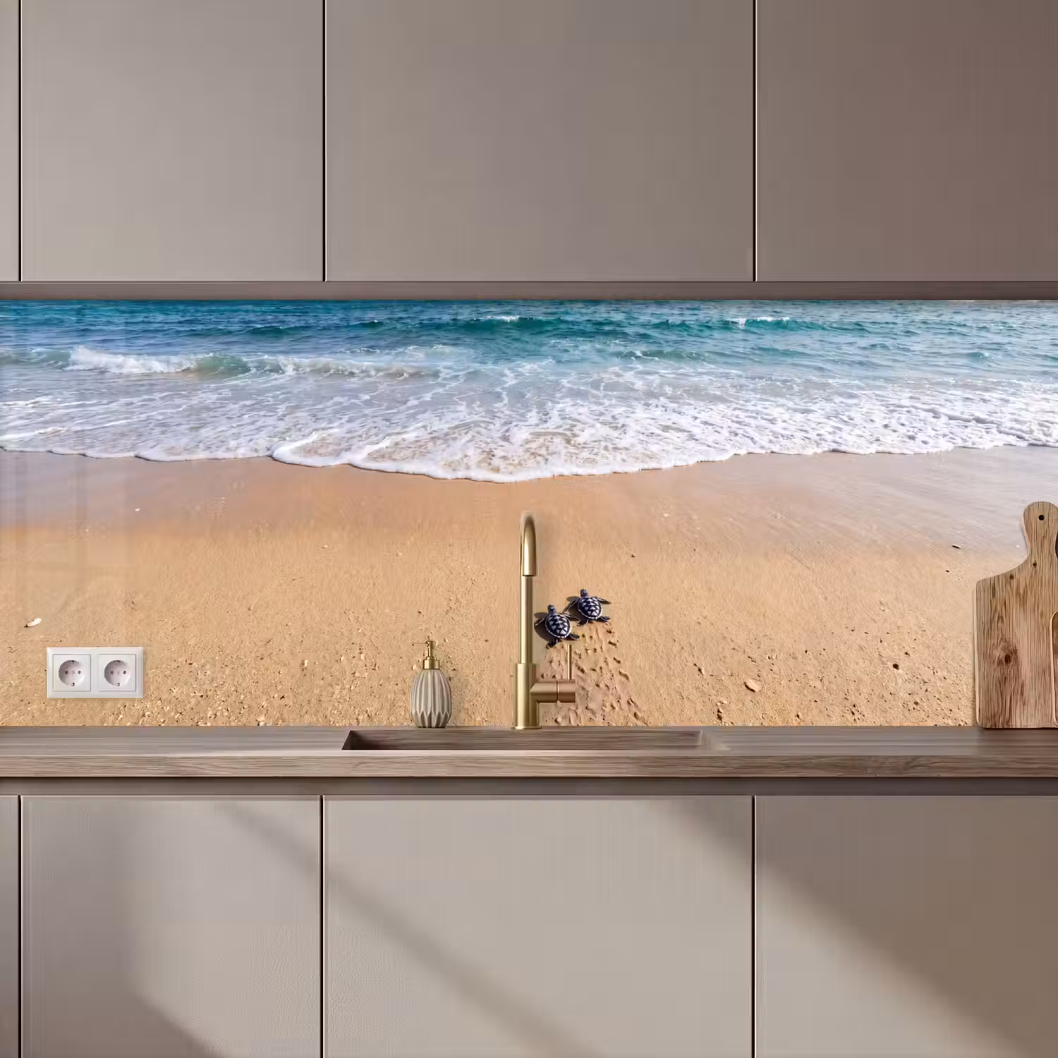 Schildpad - Jong - Strand - Oceaan - Blauw keuken achterwand 2 middel zz_3dshopping