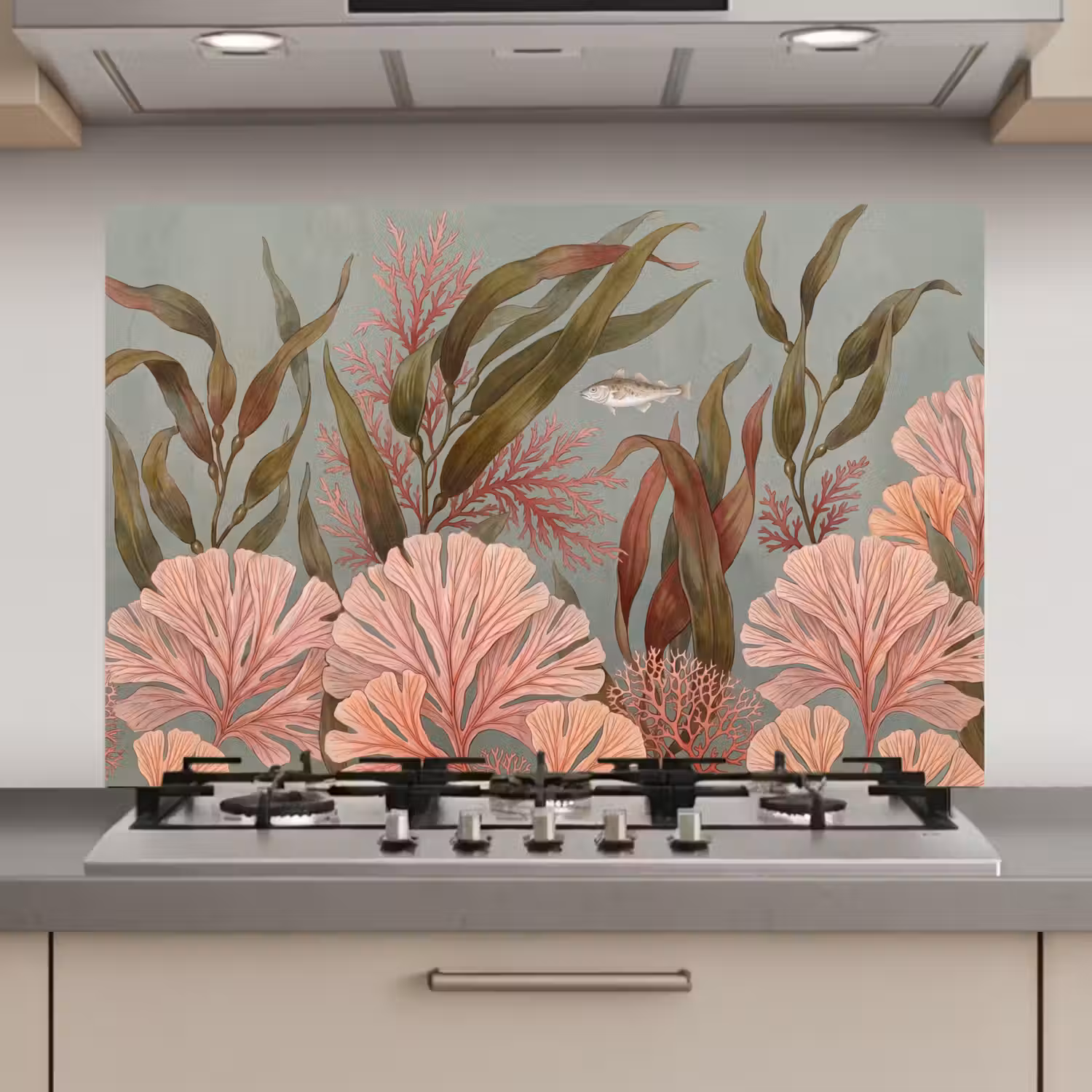 Onderwater - Planten - Vis - Vintage - Groen keuken achterwand spatscherm klein -3d_website