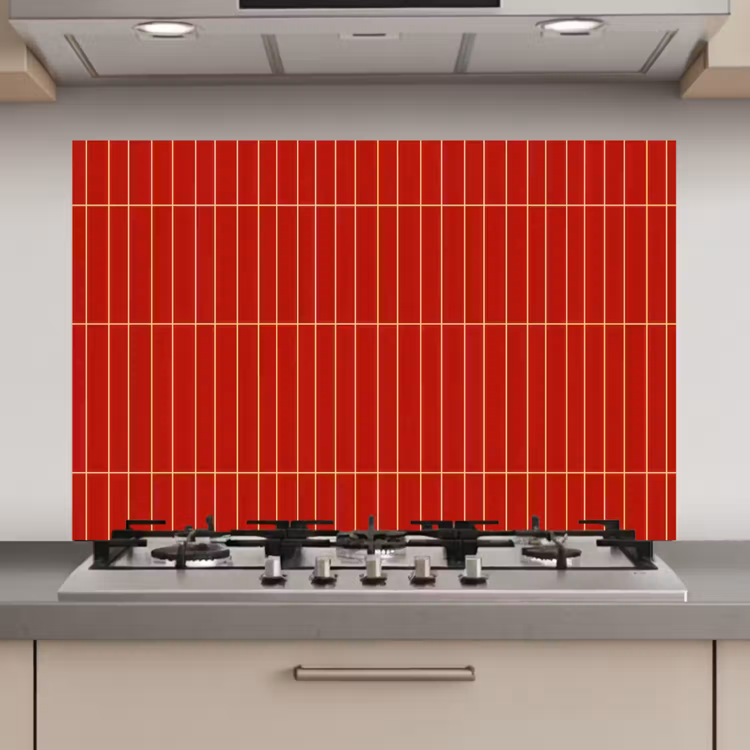 Verticaal - Wandtegel - Helderrood keuken achterwand spatscherm klein 900 -3d_website