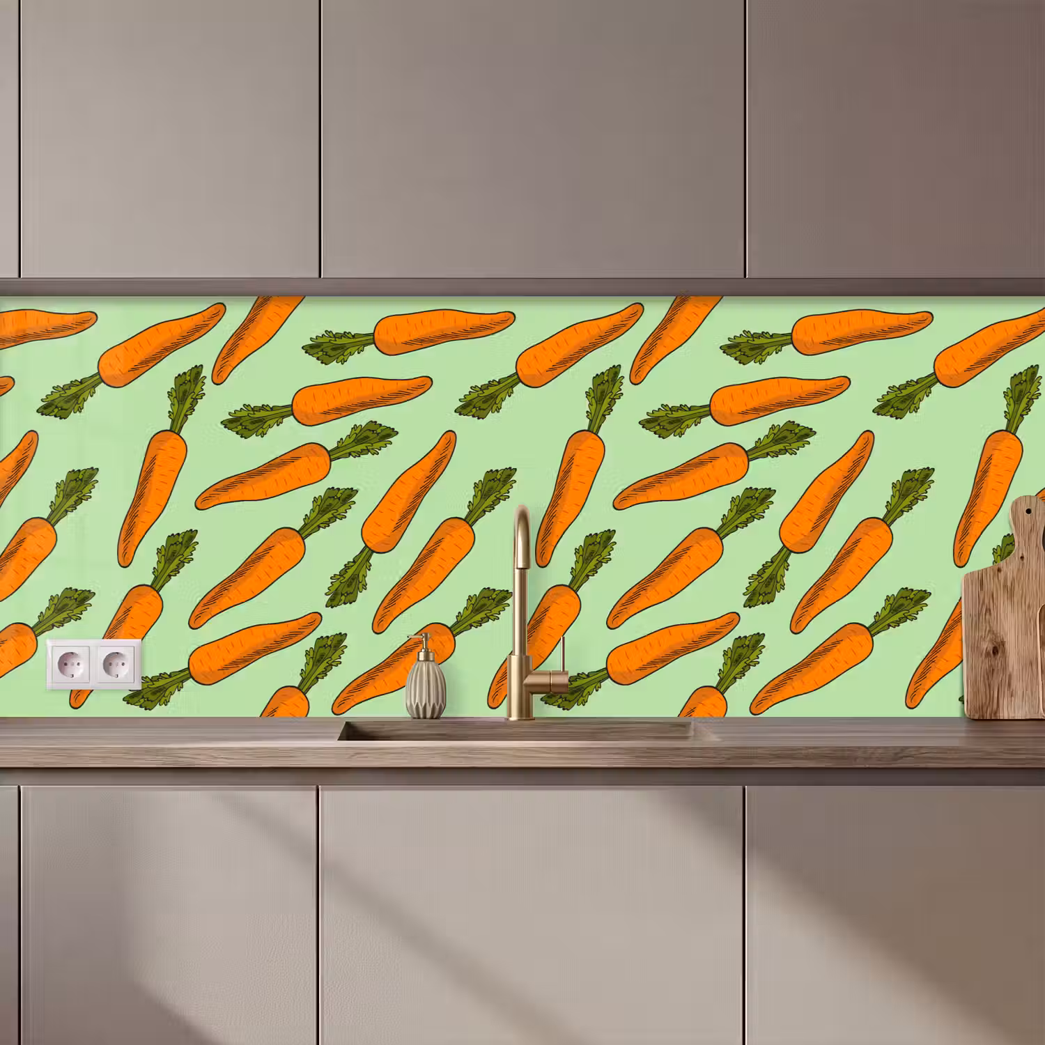 Vintage - Wortel - Patronen - Groente keuken achterwand 2 middel 871 zz_3dshopping