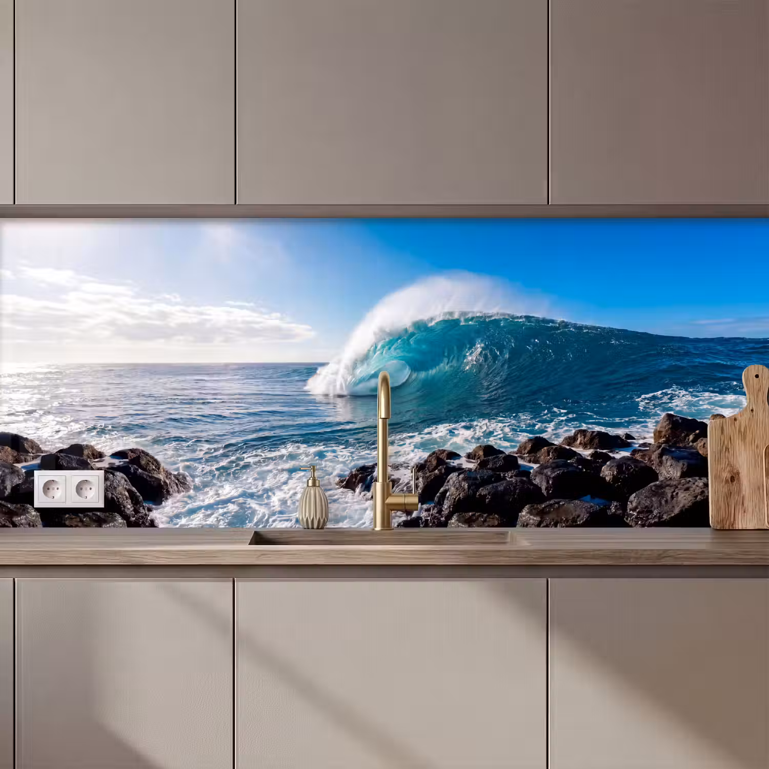 Golf - Oceaan - Brekend - Water - Blauw keuken achterwand 2 middel zz_3dshopping