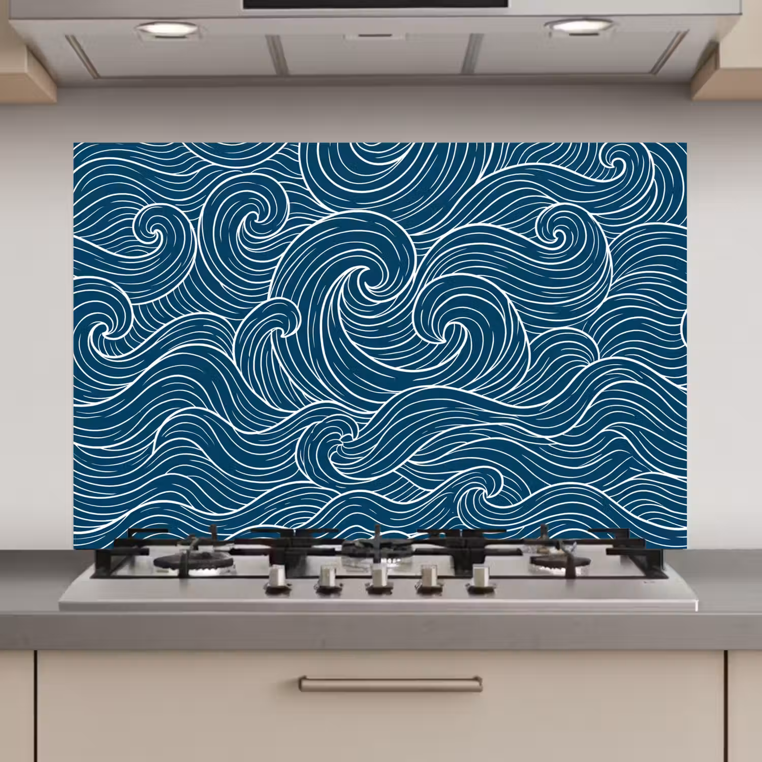 Golven - Spiraal - Water - Abstract - Blauw keuken achterwand spatscherm klein -3d_website