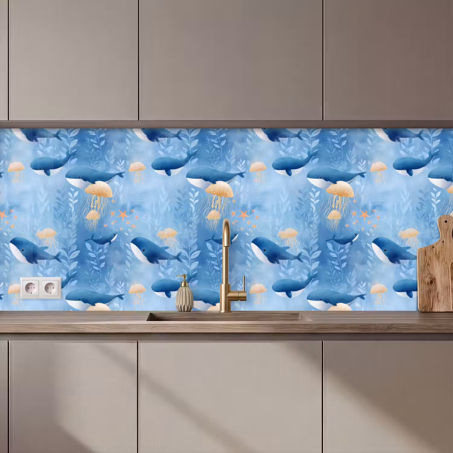 Walvissen - Oceaan - Blauw keuken achterwand 2 middel 871 zz_3dshopping