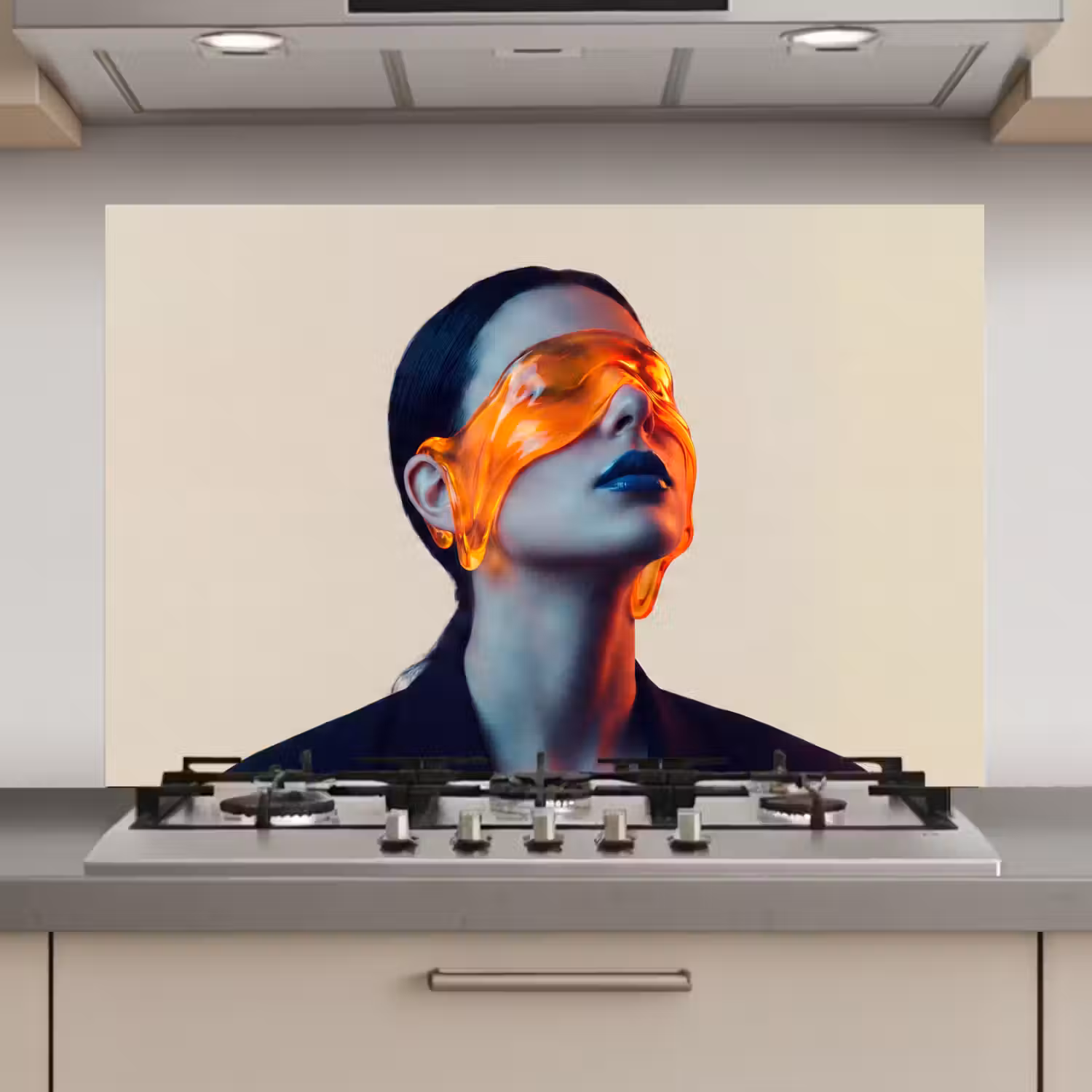 Vrouw - Oranje - Abstract - Modern - Kleurrijk keuken achterwand spatscherm klein -3d_website