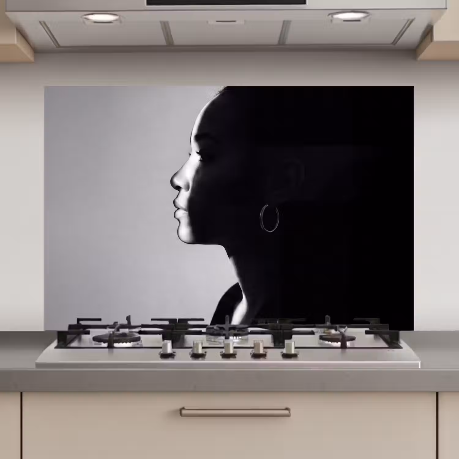 Vrouw - Profiel - Mensen - Zwart-wit keuken achterwand spatscherm klein -3d_website