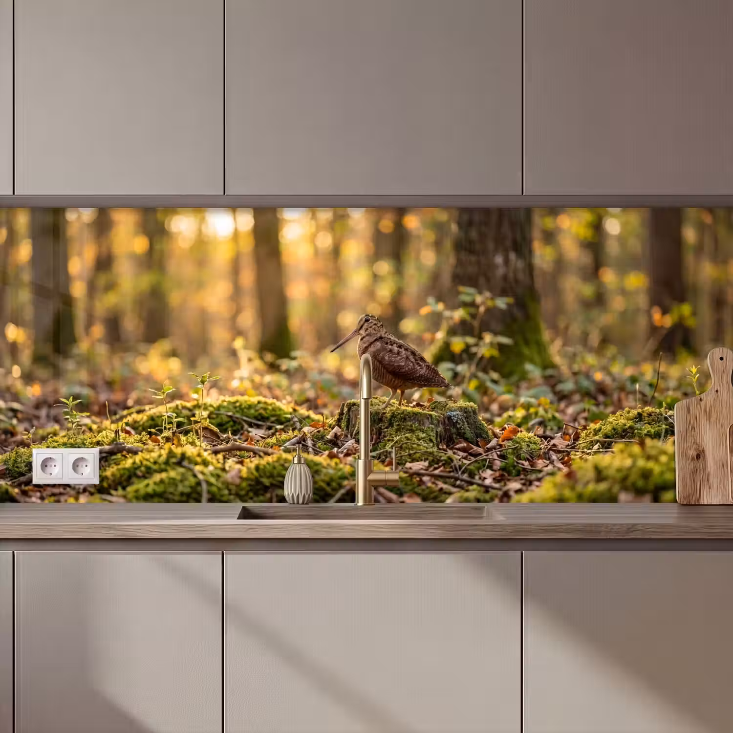 Houtsnip - Bos - Bladeren - Herfst - Gecamoufleerd keuken achterwand 2 middel zz_3dshopping