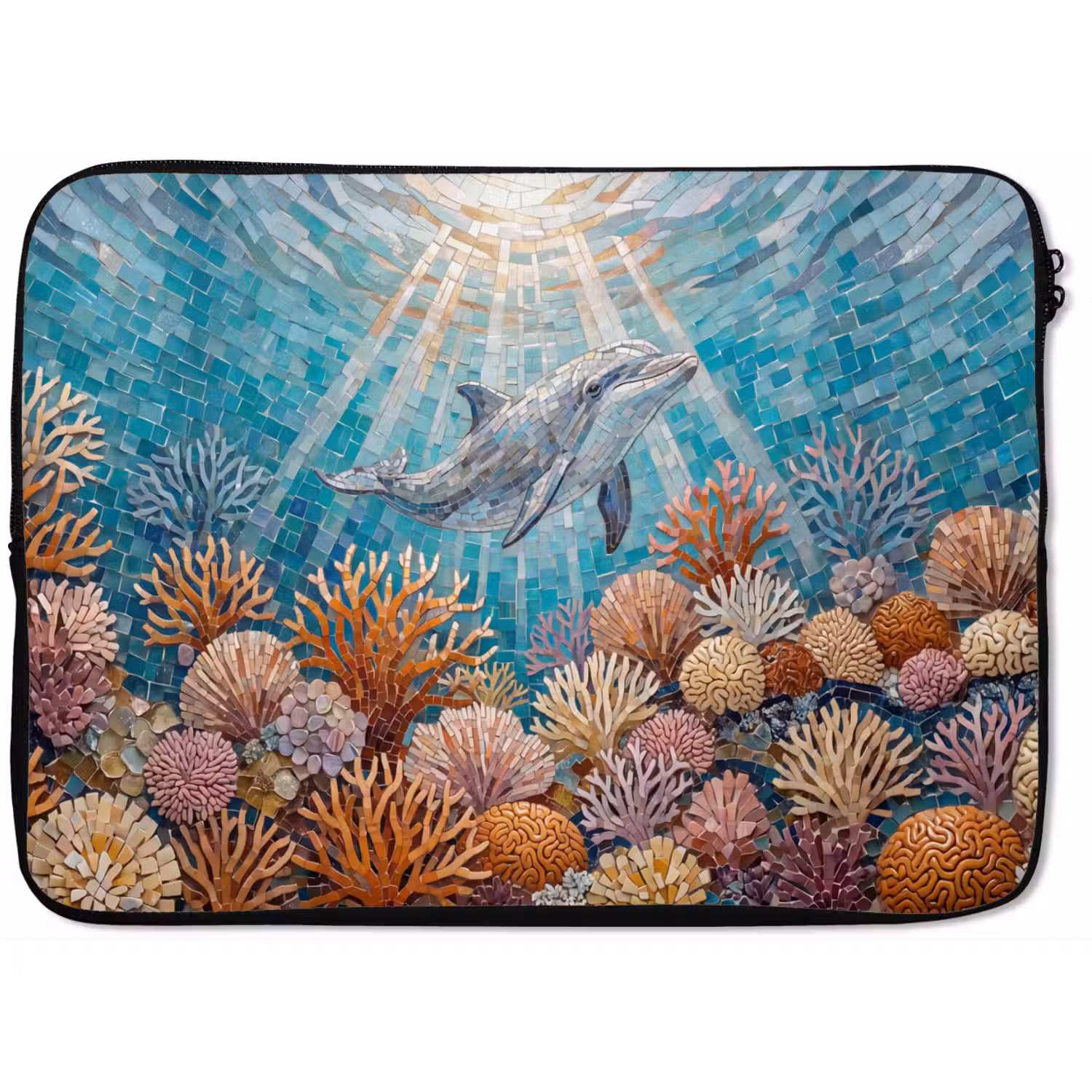 Dieren - Mozaïek - Oceaan - Koraal - Blauw laptophoes neopreen klein -zkaufland3dotto