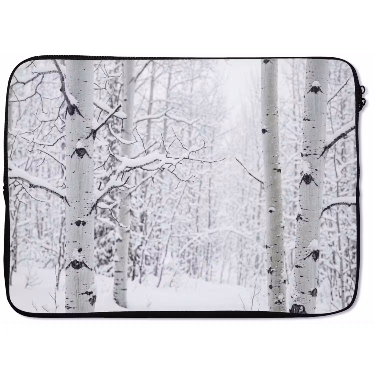 Berkenbomen - Sneeuw - Winter - Bos - Wit laptophoes neopreen klein -zkaufland3dotto