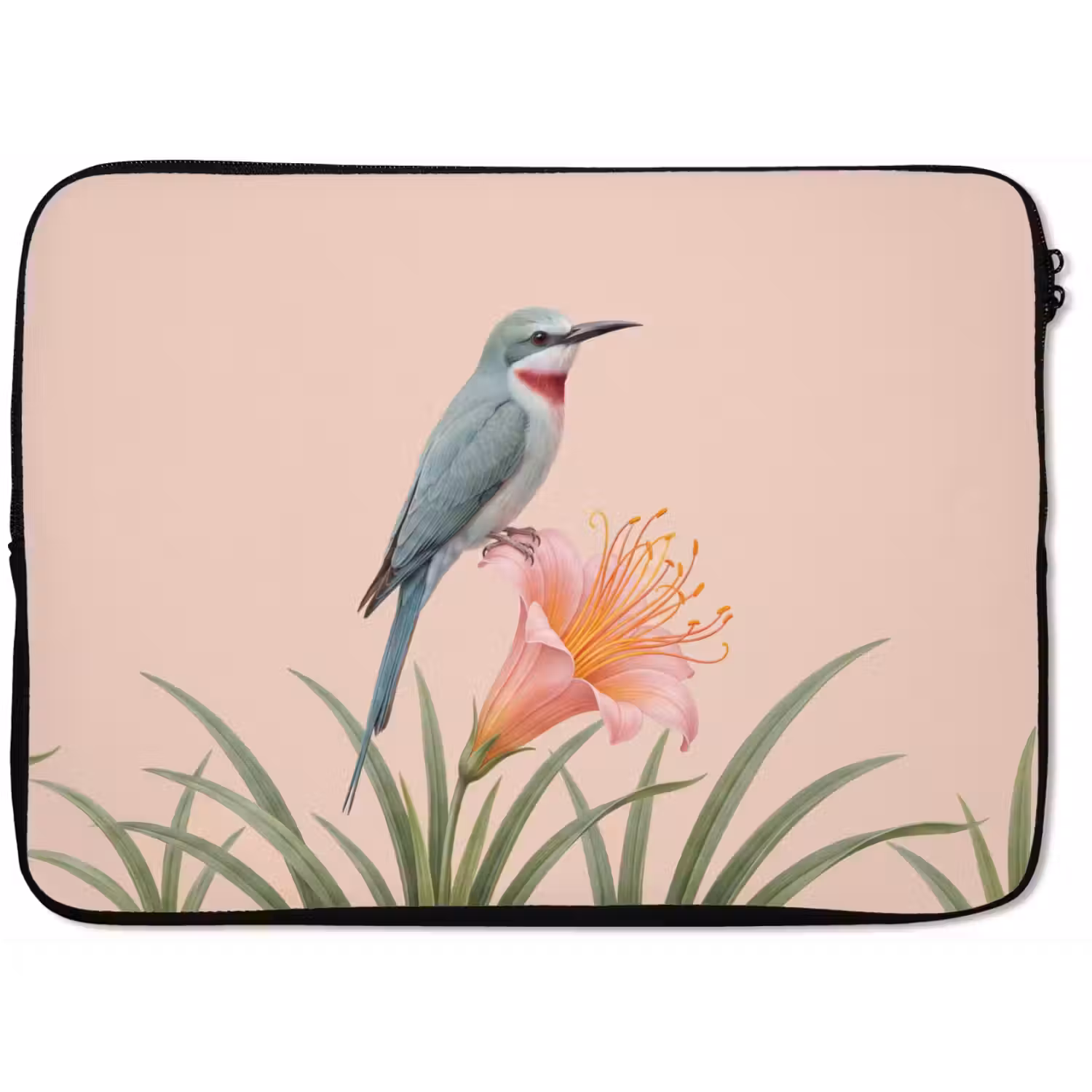 Vogel - Bloem - Natuur - Roze laptophoes neopreen klein -zkaufland3dotto