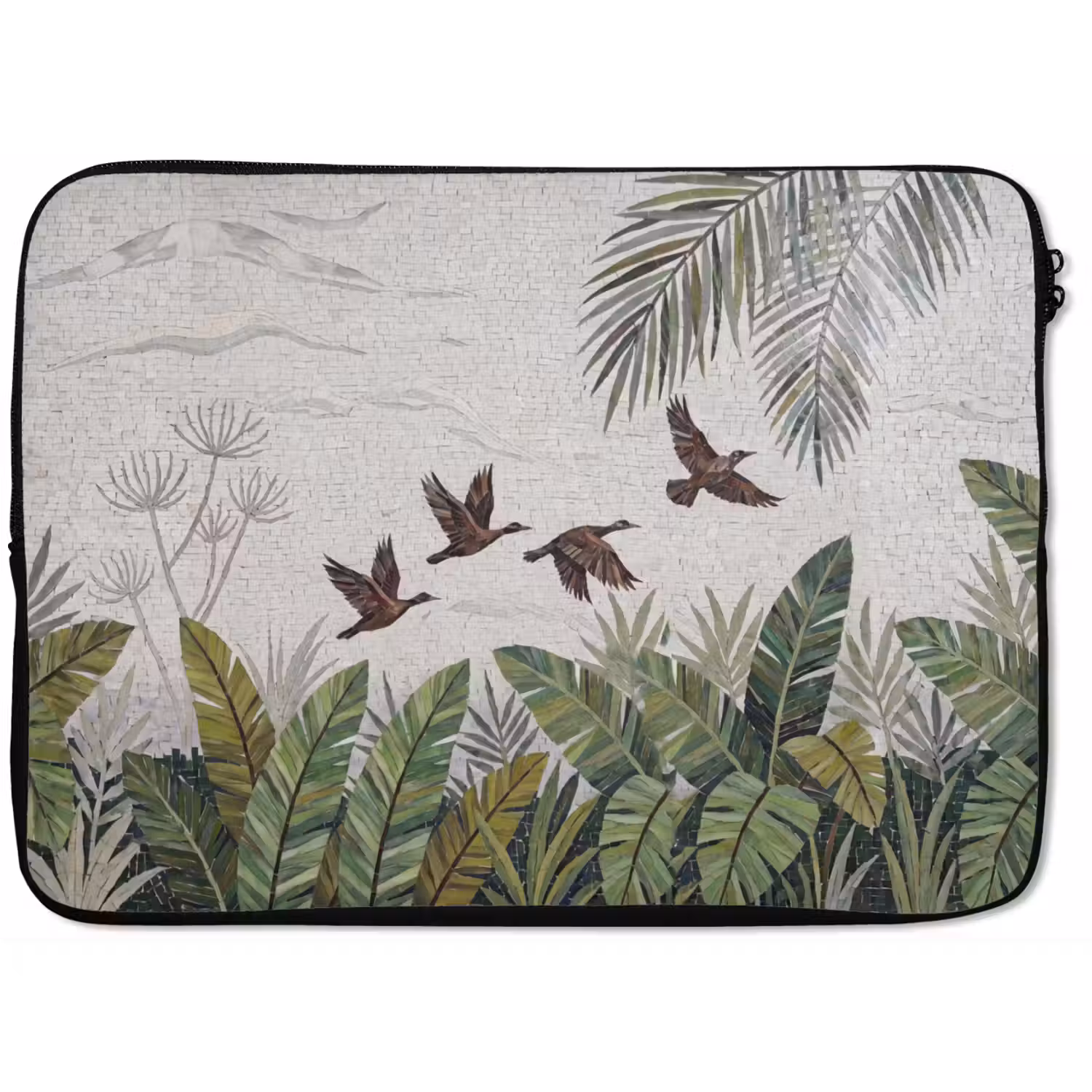 Vogel - Vliegend - Tropisch - Mozaïek - Groen laptophoes neopreen klein -zkaufland3dotto