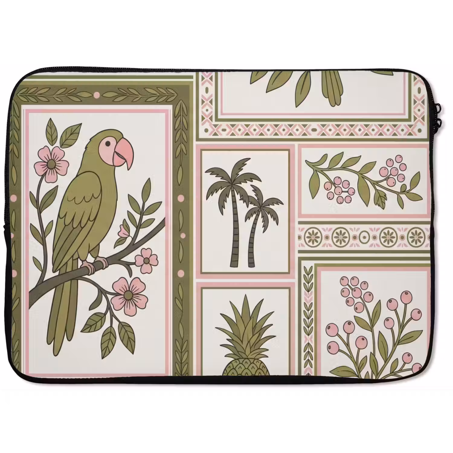 Vogel - Tropisch - Patroon - Decoratief - Groen laptophoes neopreen klein -zkaufland3dotto