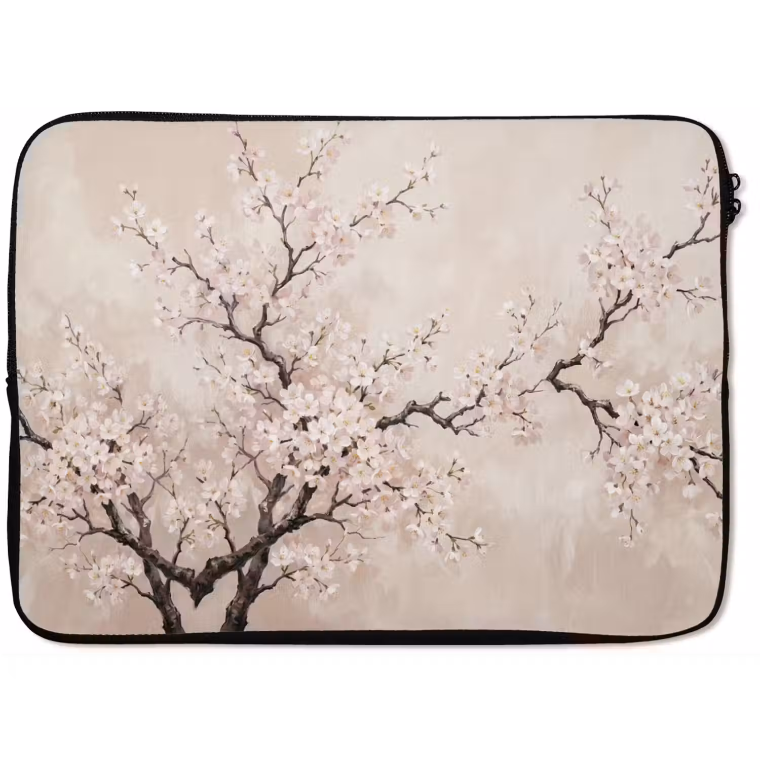 Bloesem - Illustratie - Taupe laptophoes neopreen klein -zkaufland3dotto