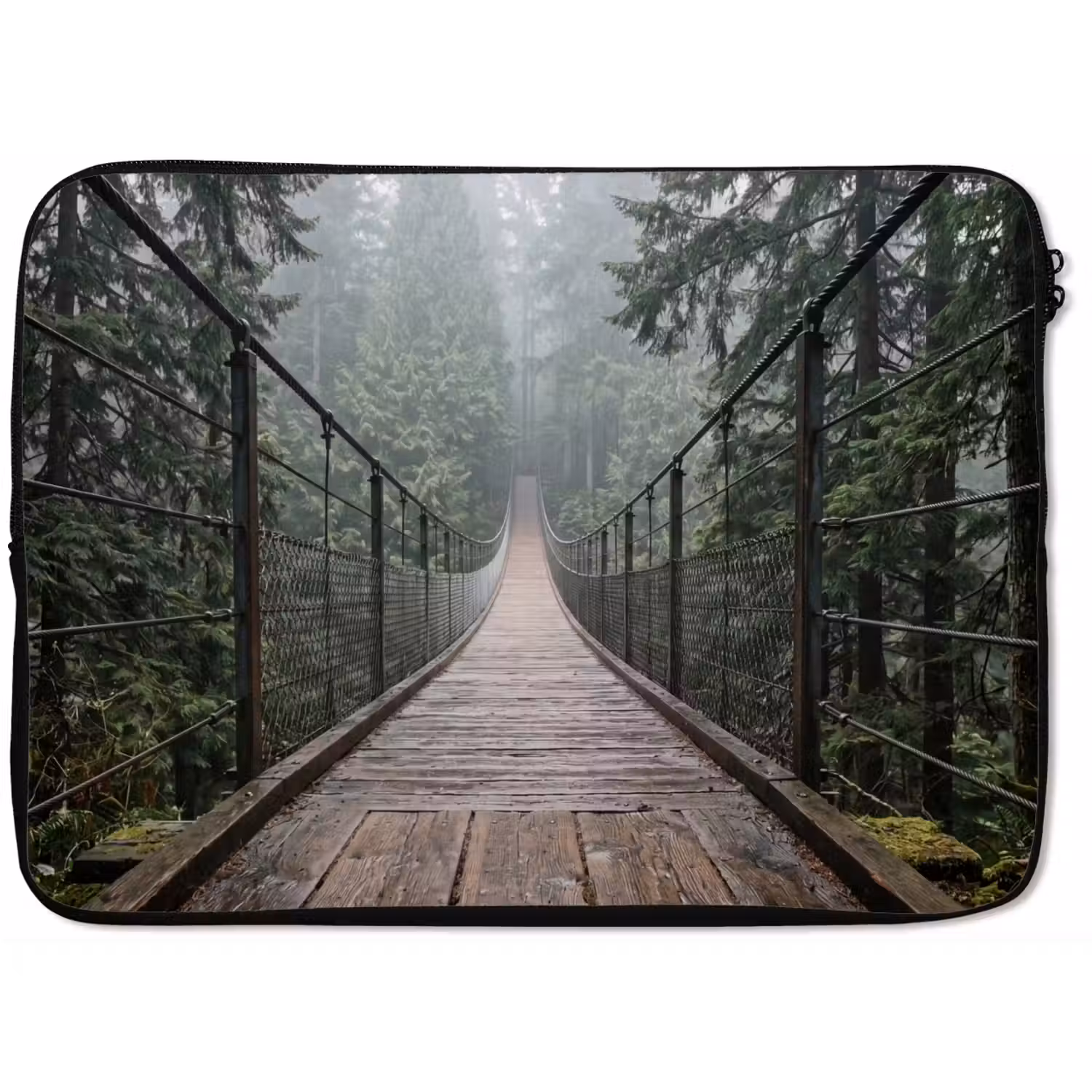 Brug - Bos - Mist - Natuur laptophoes neopreen klein -zkaufland3dotto