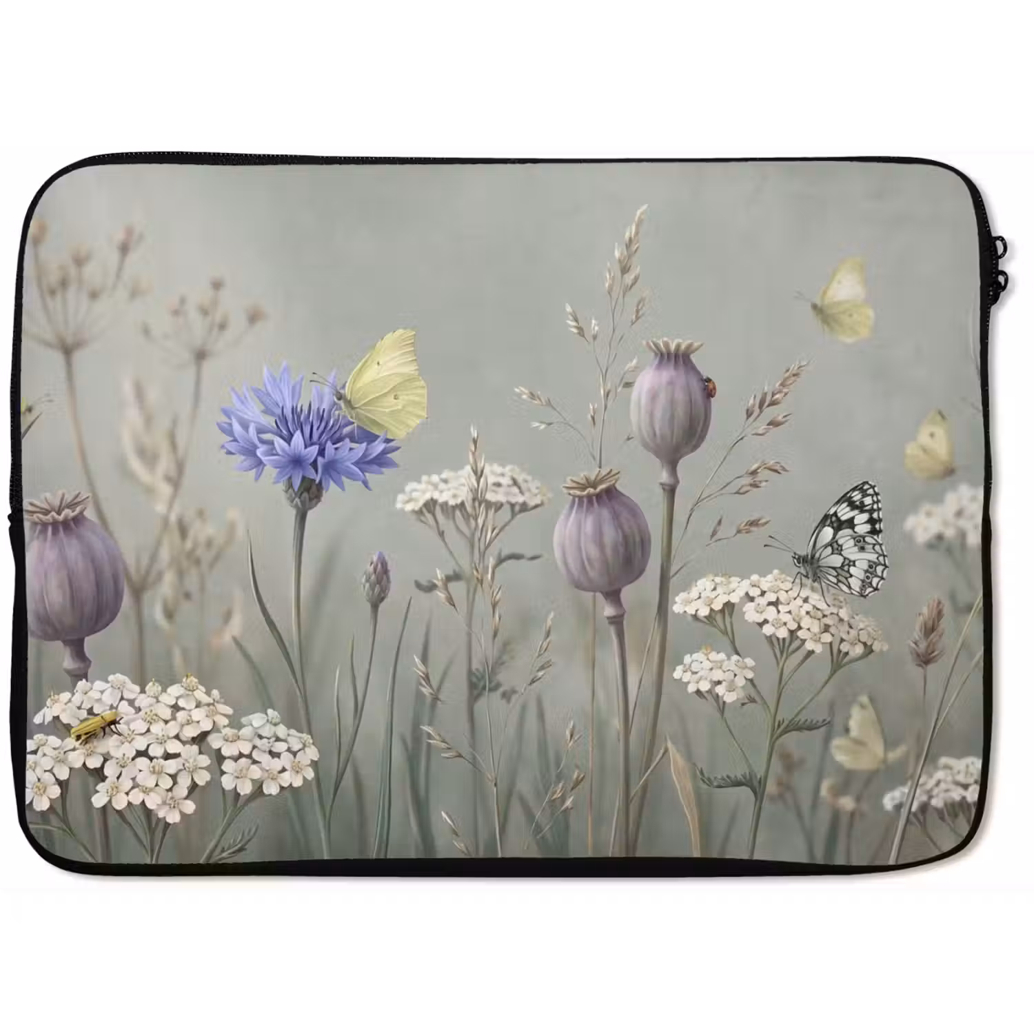 Vlinders - Wildbloemen - Illustratie - Kleurrijk laptophoes neopreen klein -zkaufland3dotto
