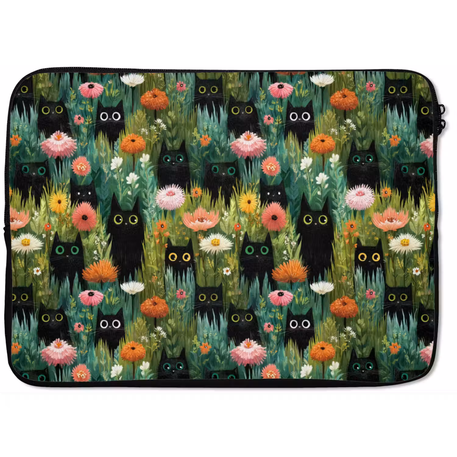 Katten - Bloemen - Kleurrijk laptophoes neopreen klein 279 -zkaufland3dotto