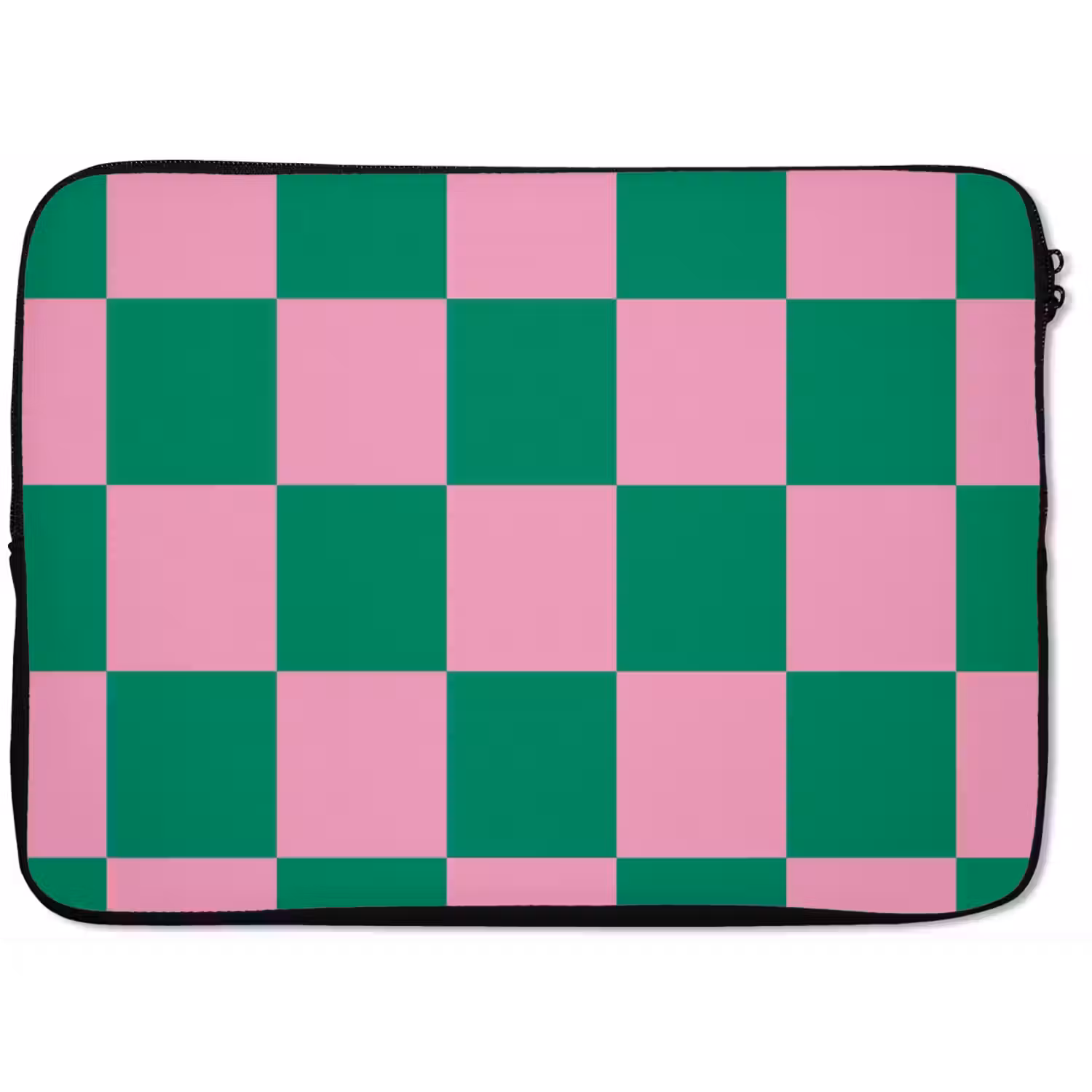Schaakbord patroon - Groen - Roze - Blokjes laptophoes neopreen klein -zkaufland3dotto