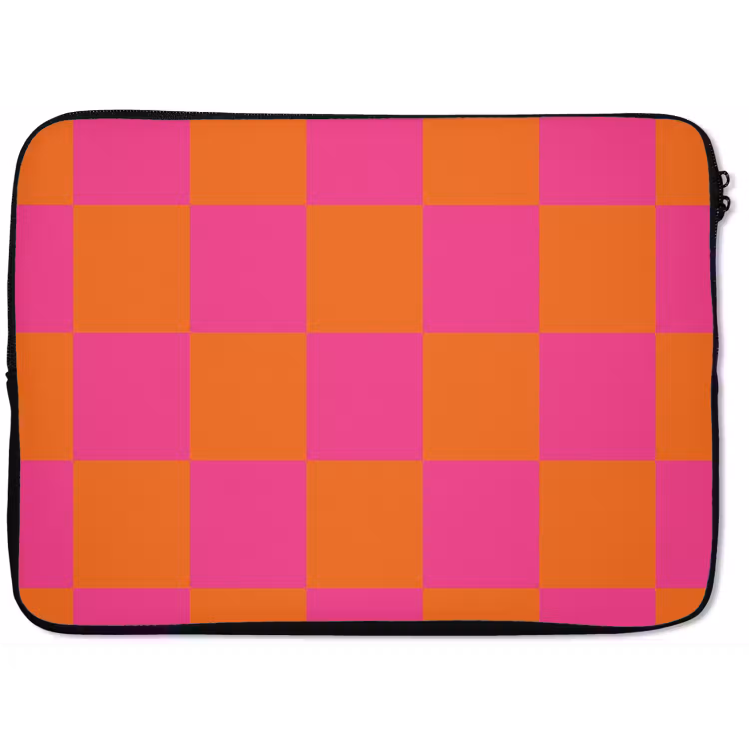 Schaakbord print - Oranje - Roze - Blokjes laptophoes neopreen klein -zkaufland3dotto