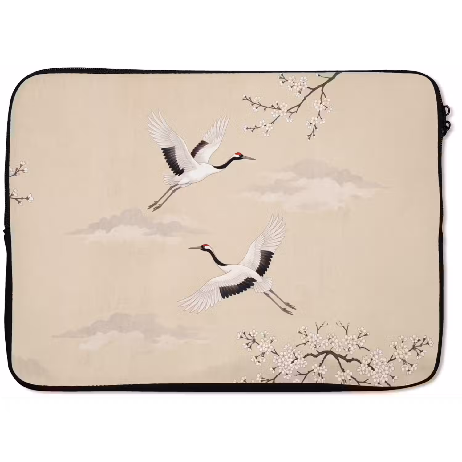 Kraanvogels - Bloesem - Beige laptophoes neopreen klein -zkaufland3dotto