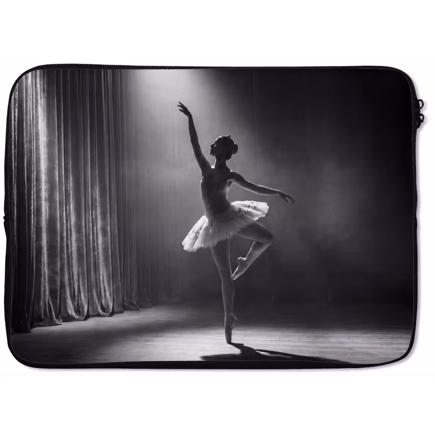Danser - Podium - Zwart-wit - Kunst - Klassiek laptophoes neopreen klein -zkaufland3dotto
