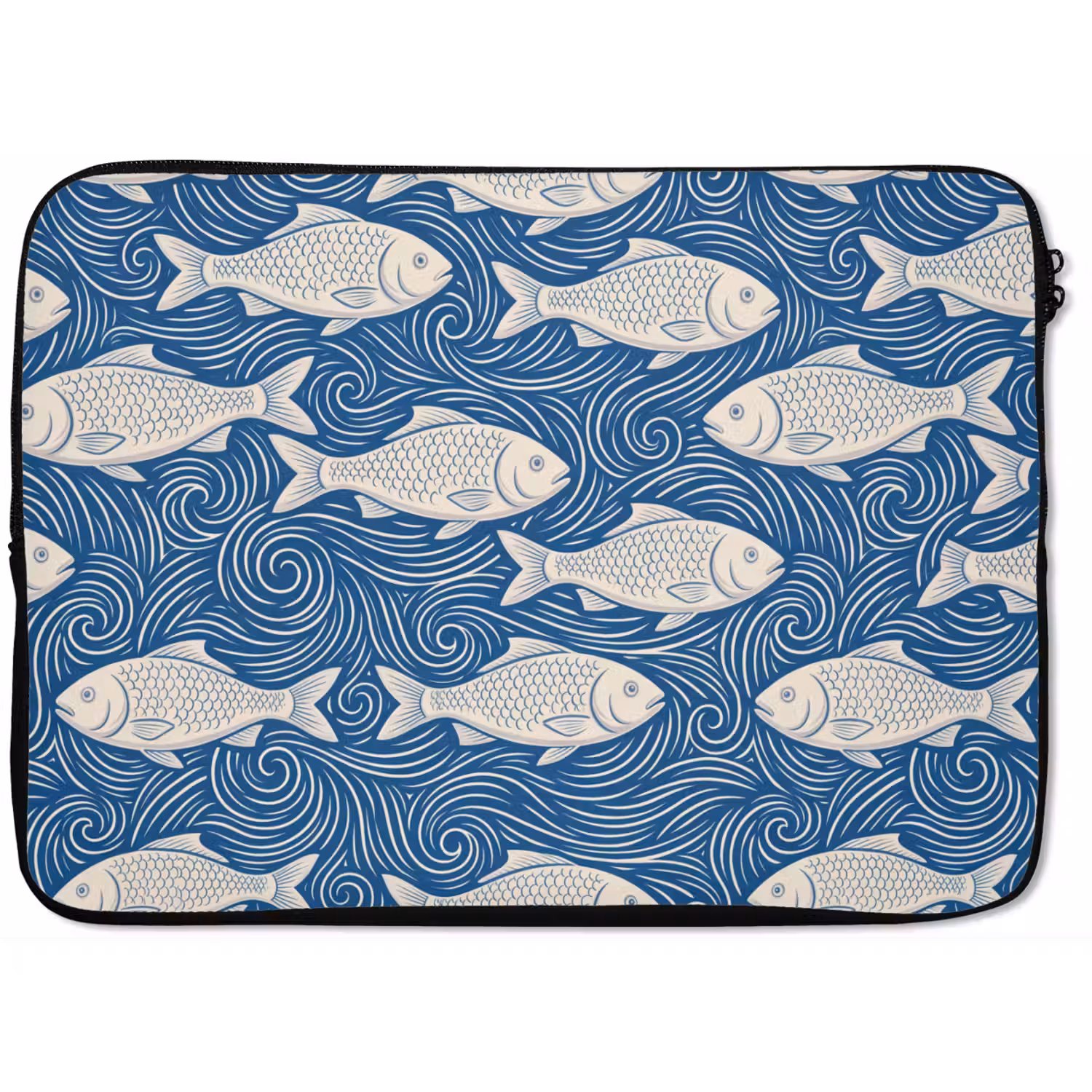 Vis - Water - Patroon - Grafisch - Blauw laptophoes neopreen klein -zkaufland3dotto