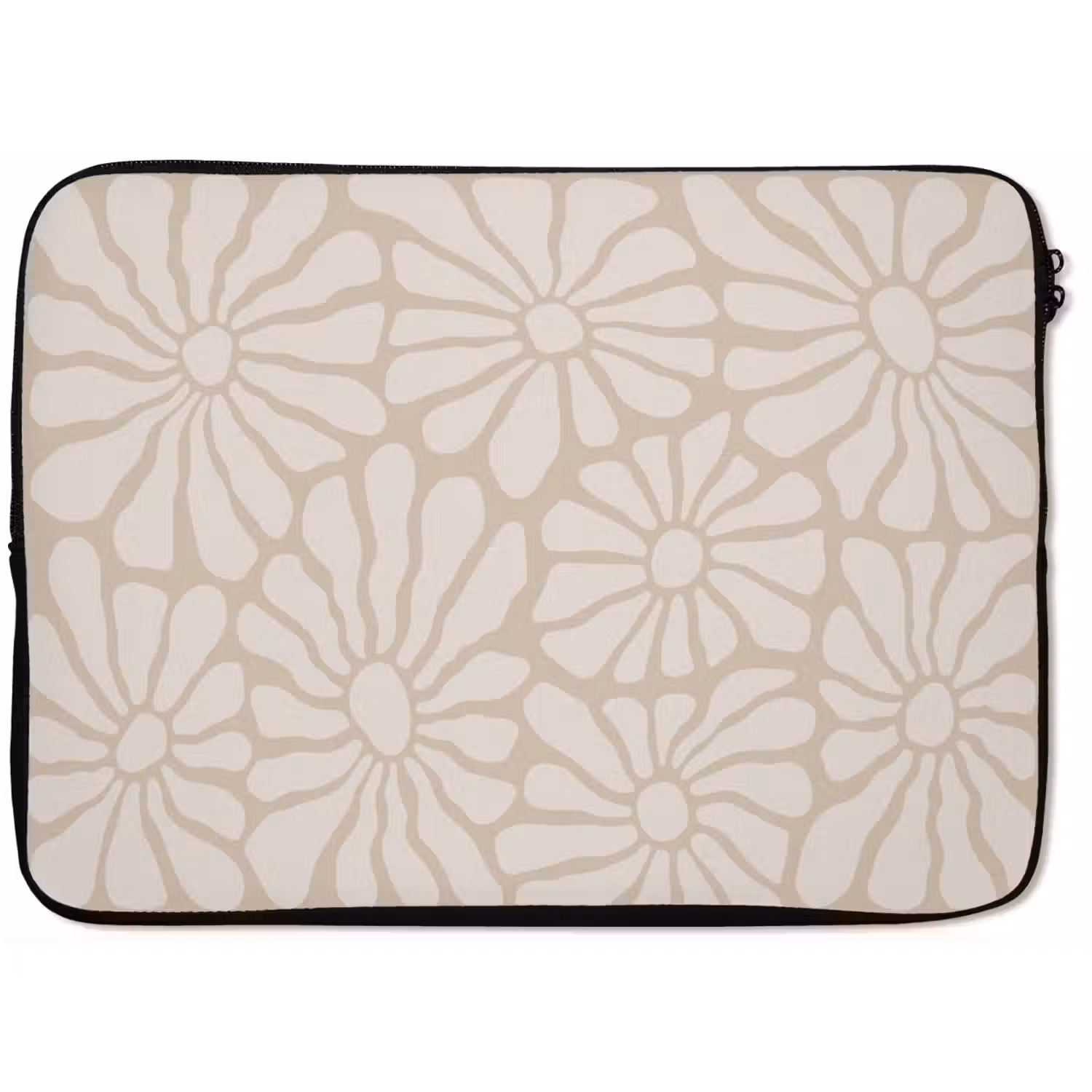 Bloemen - Print - Beige - Bruin - Minimalistisch laptophoes neopreen klein -zkaufland3dotto