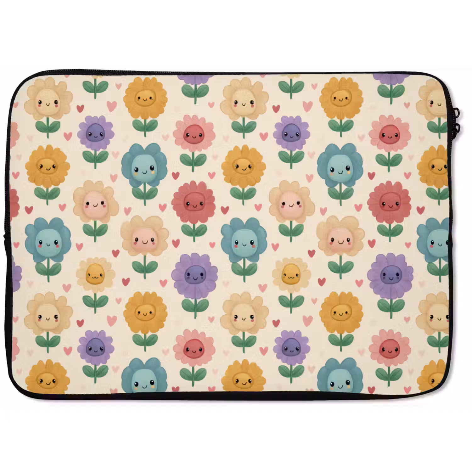 Bloemen - Hartjes - Kleurrijk laptophoes neopreen klein 279 -zkaufland3dotto