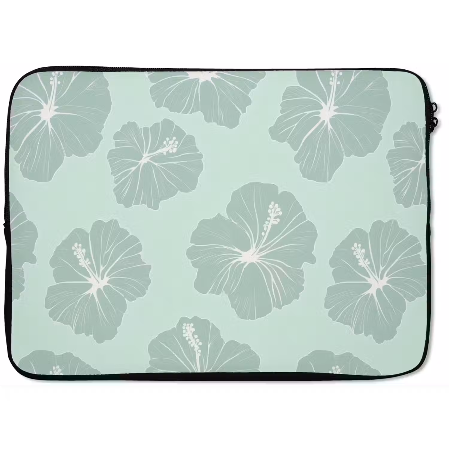 Bloemen - Hibiscus - Mint laptophoes neopreen klein 279 -zkaufland3dotto