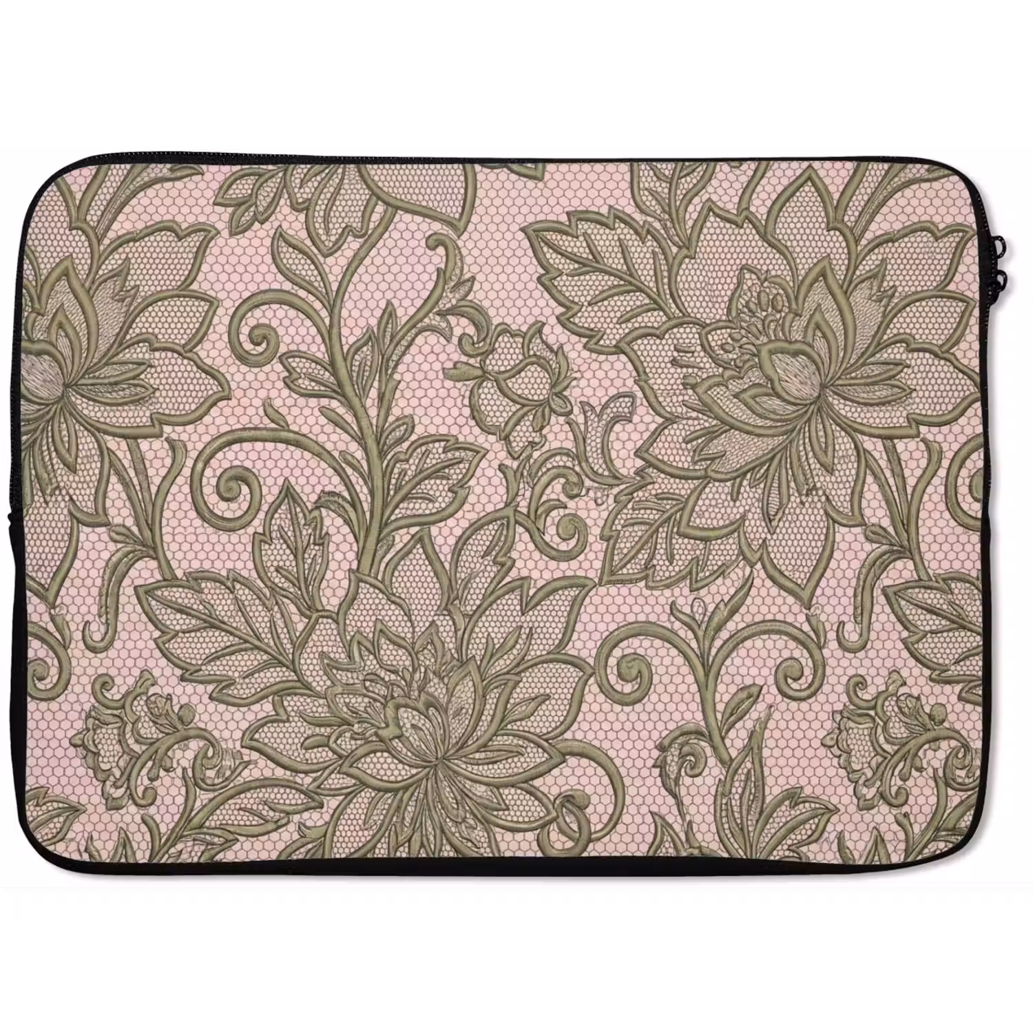 Bloemen - Kant - Patroon - Klassiek - Groen laptophoes neopreen klein -zkaufland3dotto