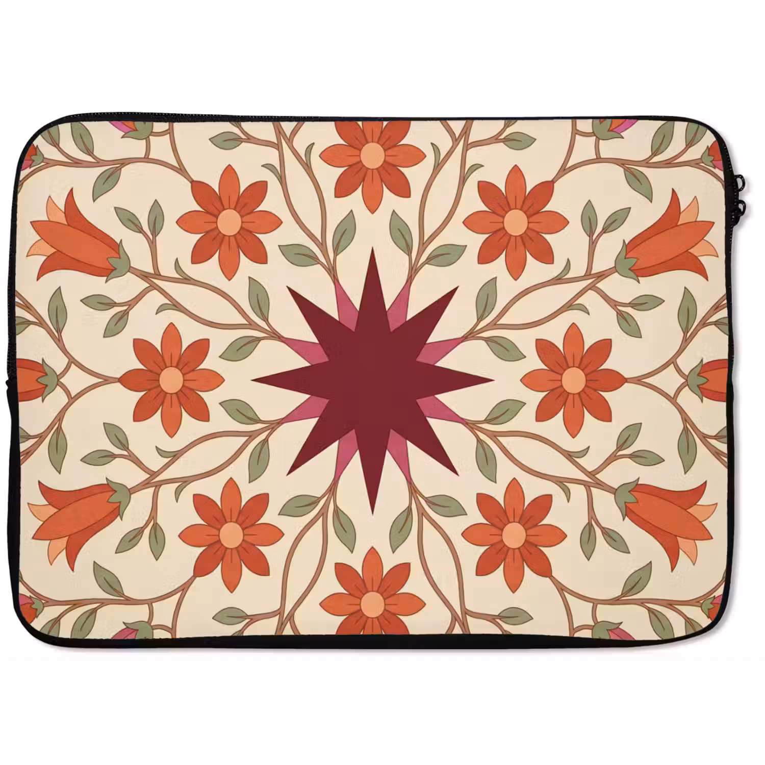 Bloemen - Mandala - Decoratief - Rood laptophoes neopreen klein -zkaufland3dotto