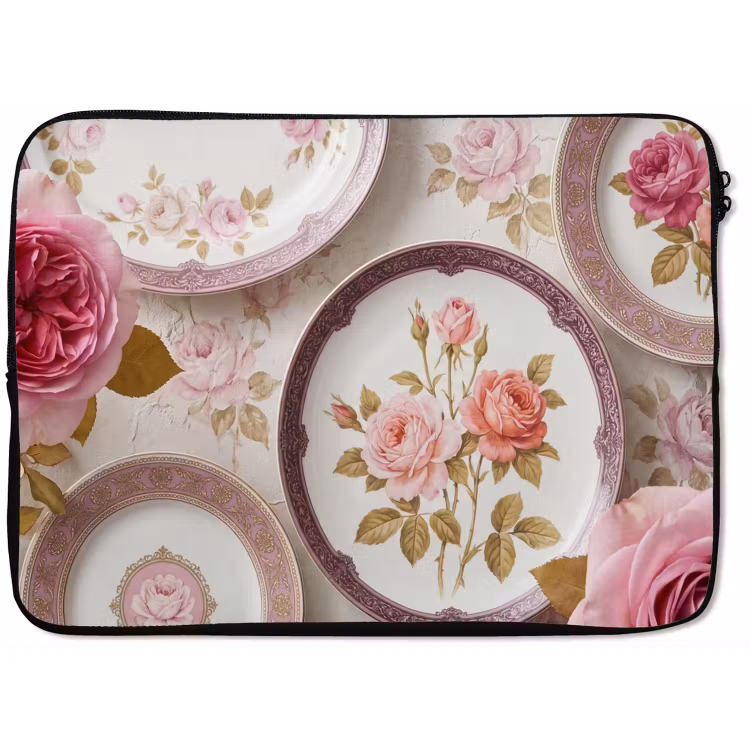 Bloemen - Patroon - Vintage - Roze - Decoratie laptophoes neopreen klein -zkaufland3dotto