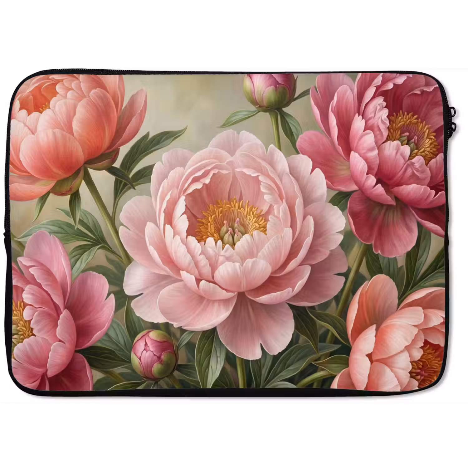 Bloemen - Roze - Klassiek - Gedetailleerd - Natuur laptophoes neopreen klein -zkaufland3dotto