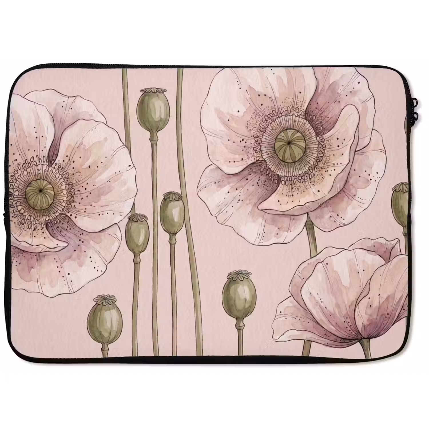 Bloemen - Zomer - Natuur - Aquarel - Roze laptophoes neopreen klein -zkaufland3dotto
