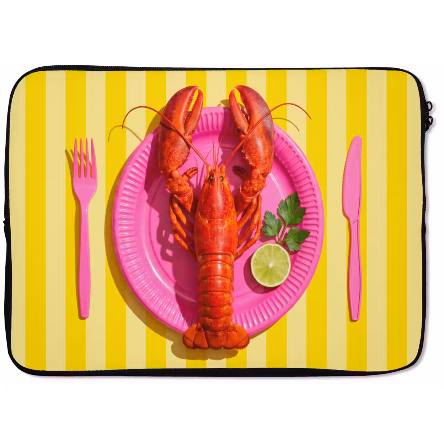 Eten - Roze - Geel - Modern - Culinaire laptophoes neopreen klein -zkaufland3dotto