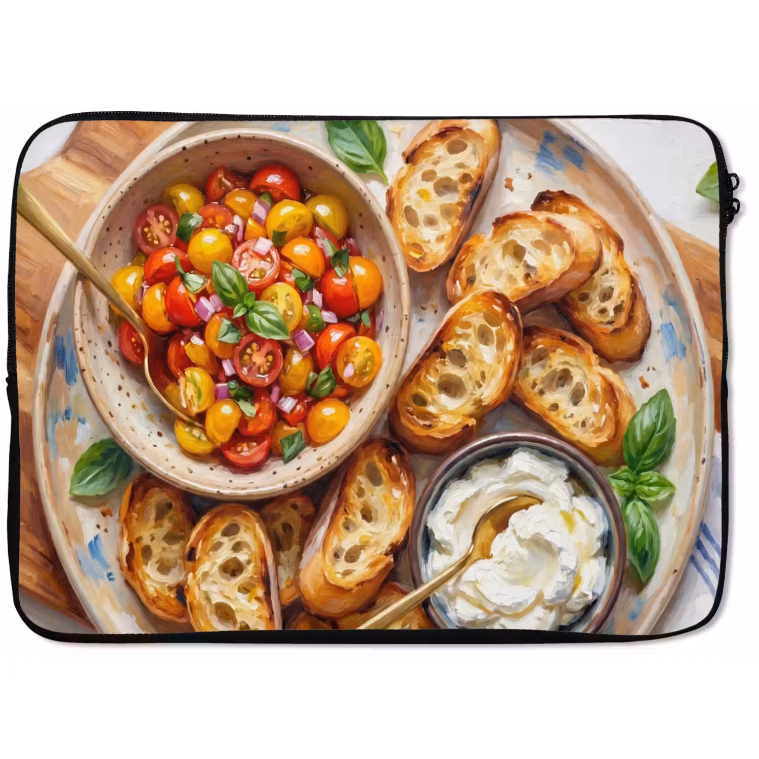 Eten - Tomaat - Brood - Kleurrijk - Keuken laptophoes neopreen klein -zkaufland3dotto