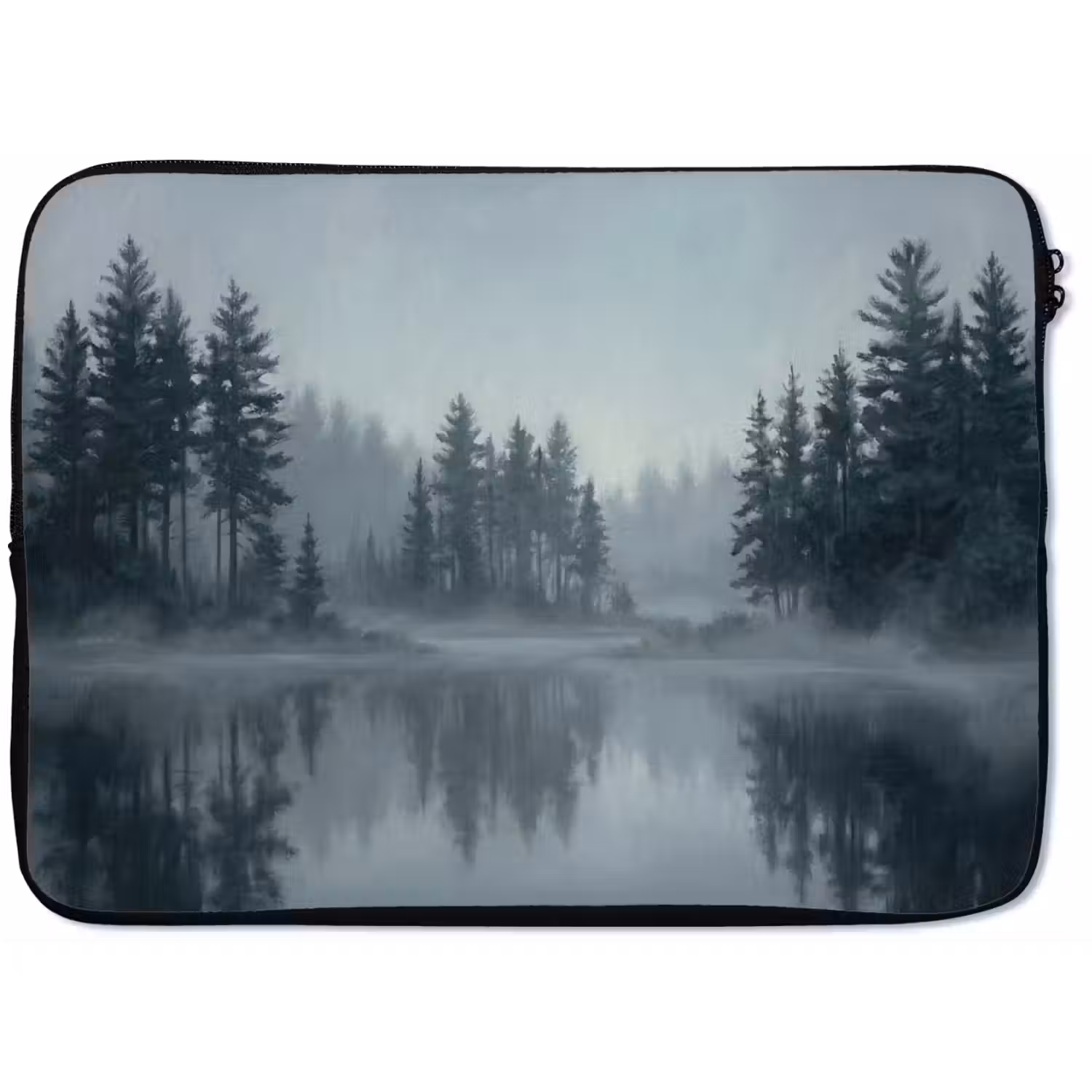 Bos - Meer - Mist - Natuur - Grijs laptophoes neopreen klein -zkaufland3dotto