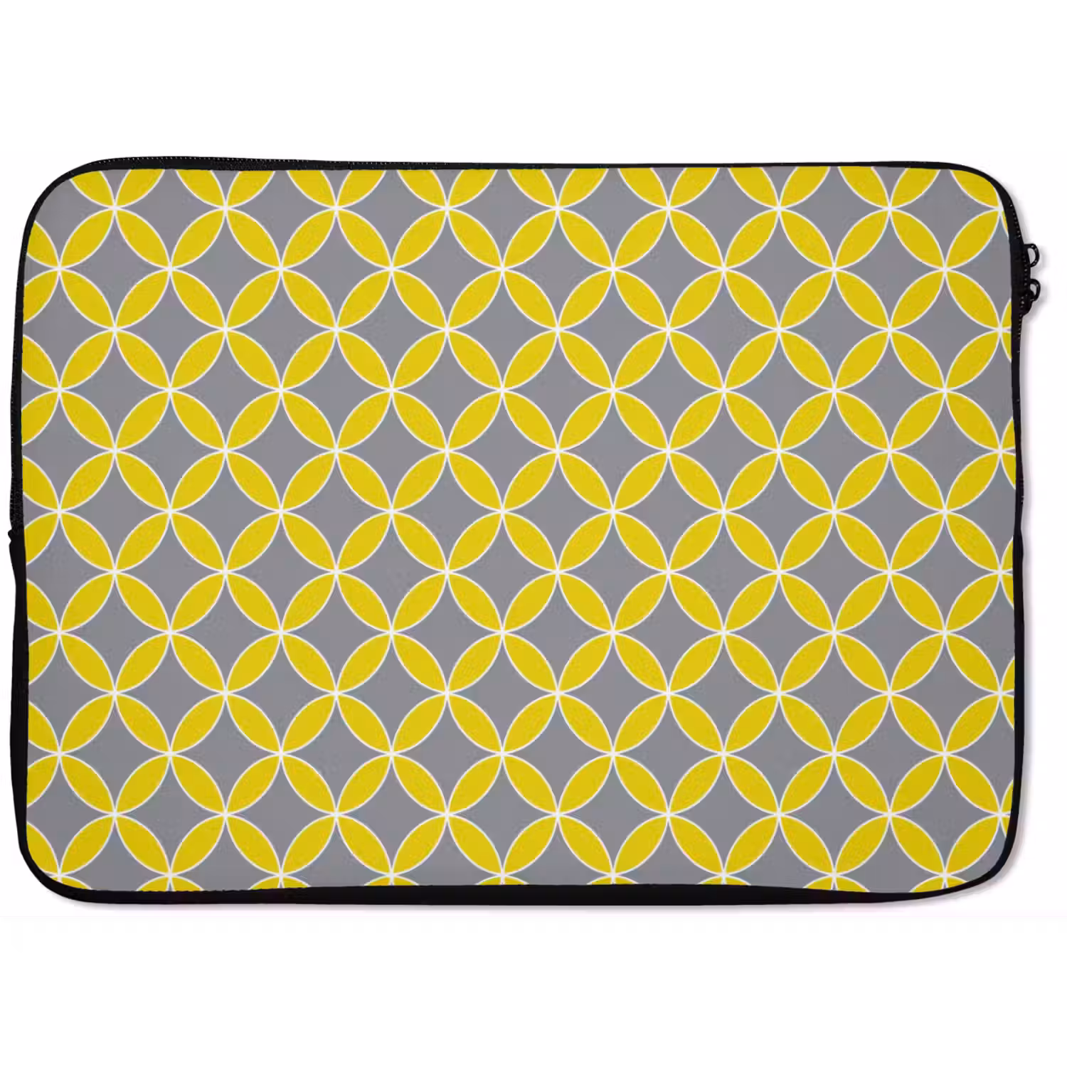 Geometrisch - Cirkels - Modern - Grijs - Geel laptophoes neopreen klein 279 -zkaufland3dotto