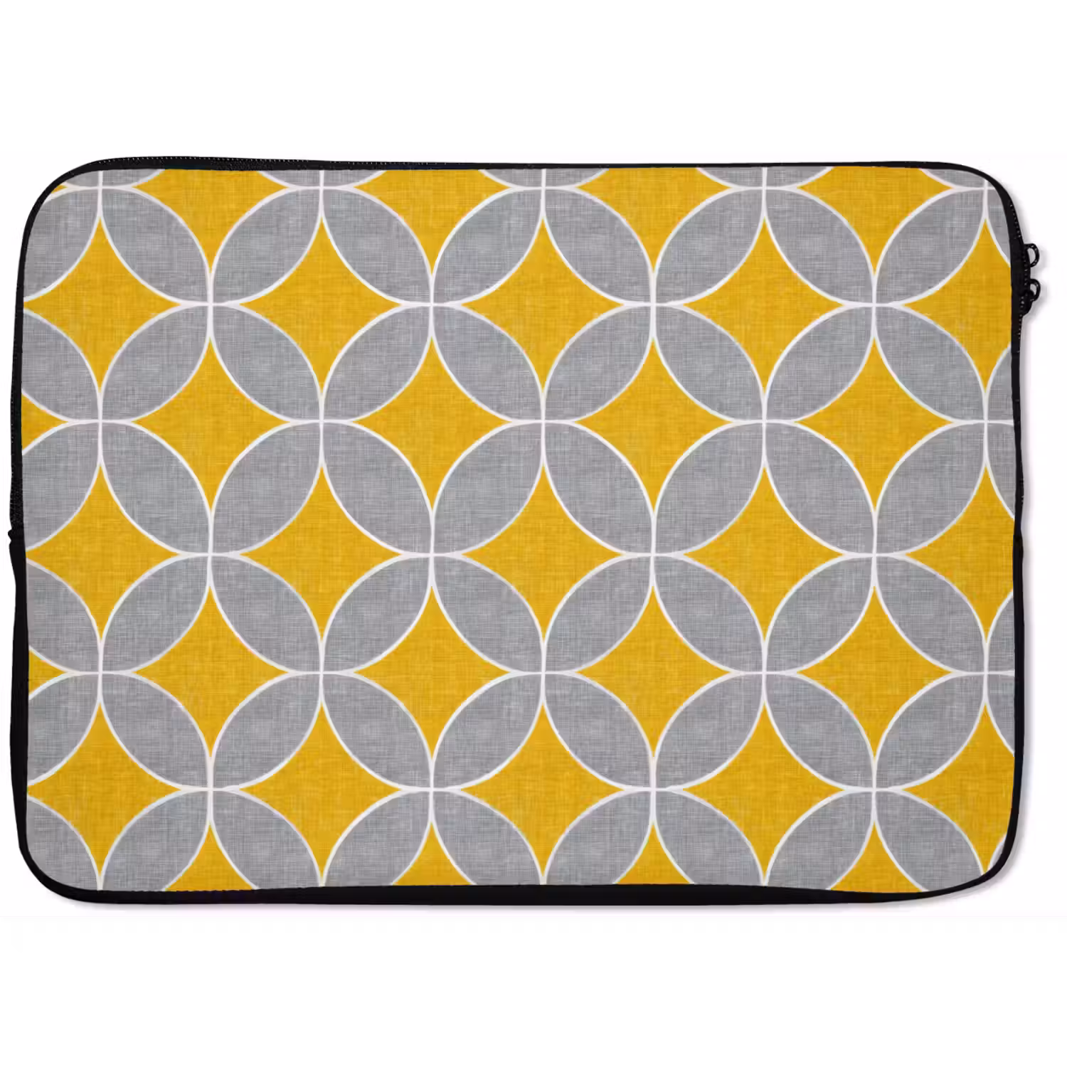 Geometrisch - Cirkels - Textuur - Grijs - Geel laptophoes neopreen klein 279 -zkaufland3dotto