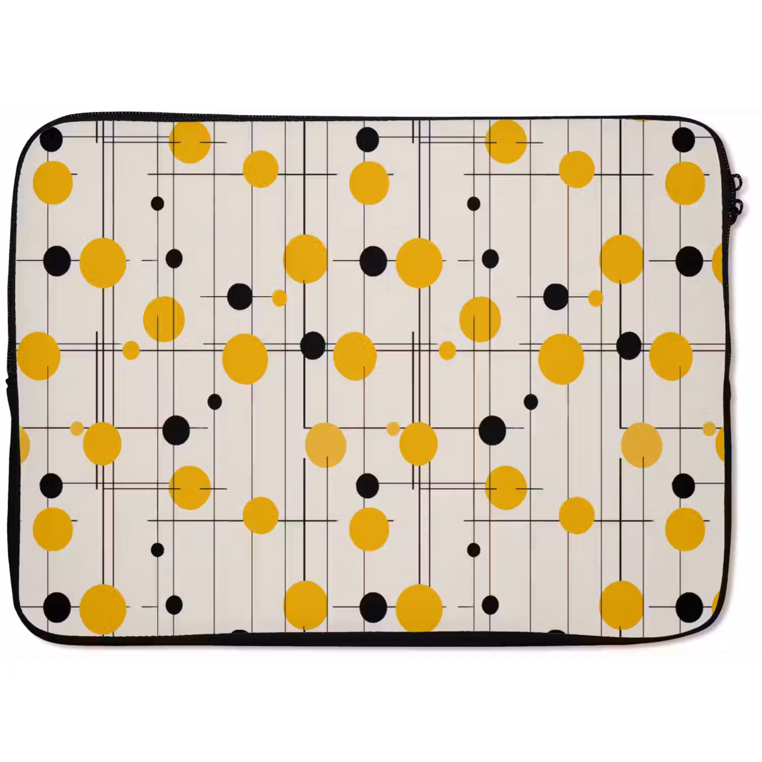 Geometrisch - Retro - Lijnen - Okergeel - Zwart laptophoes neopreen klein 279 -zkaufland3dotto