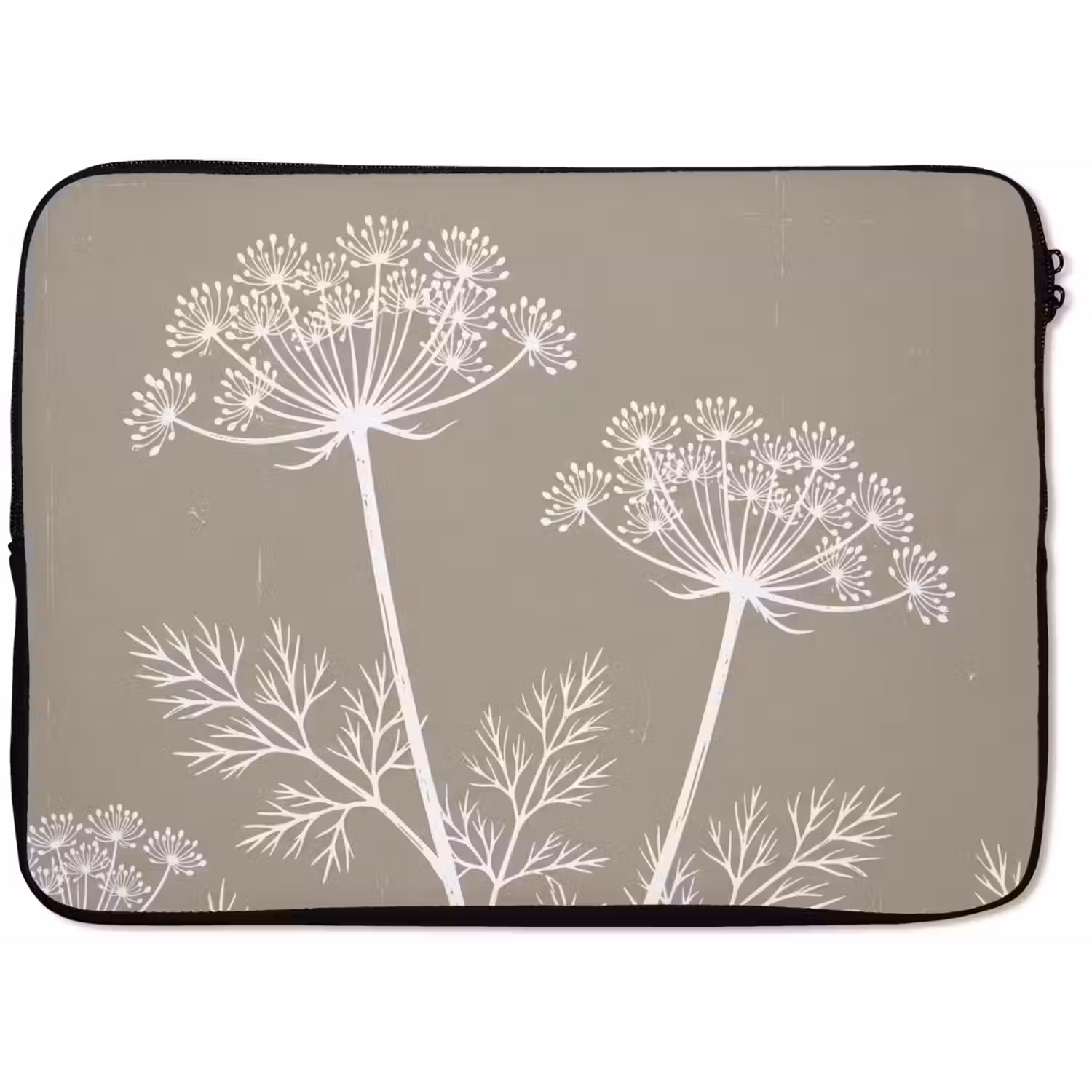 Grafisch - Fluitenkruid - Taupe laptophoes neopreen klein -zkaufland3dotto