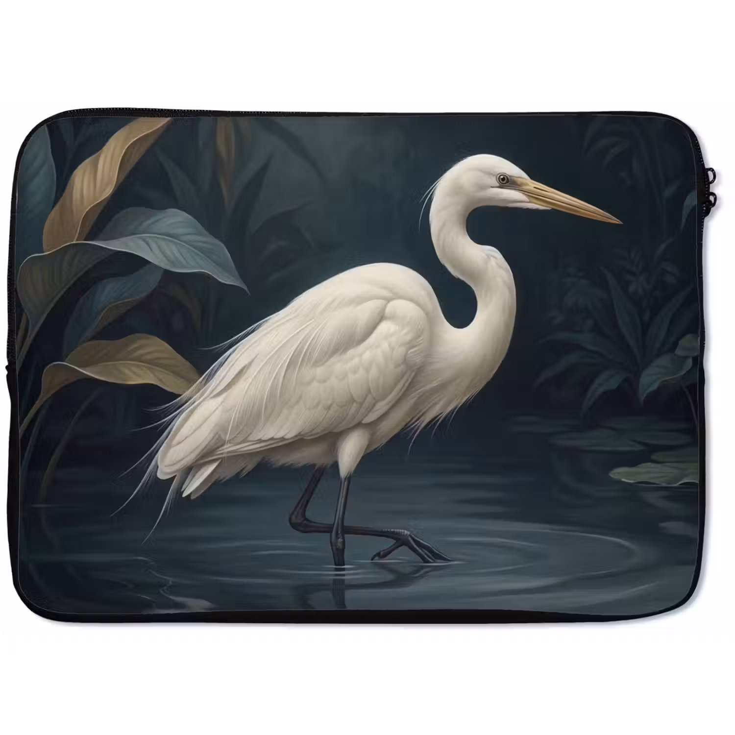 Reiger - Water - Natuur - Modern - Wit laptophoes neopreen klein -zkaufland3dotto