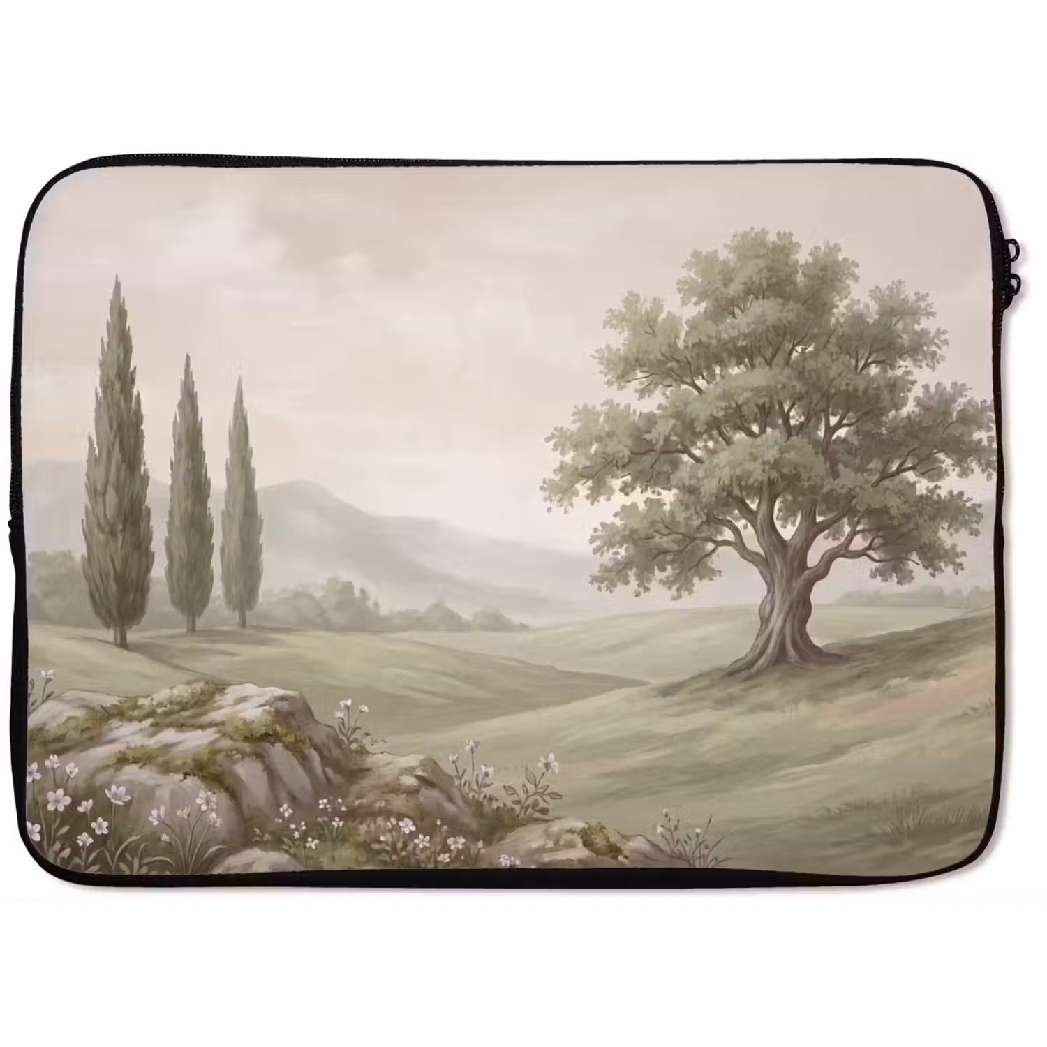 Heuvellandschap - Bomen - Natuur - Groen laptophoes neopreen klein -zkaufland3dotto