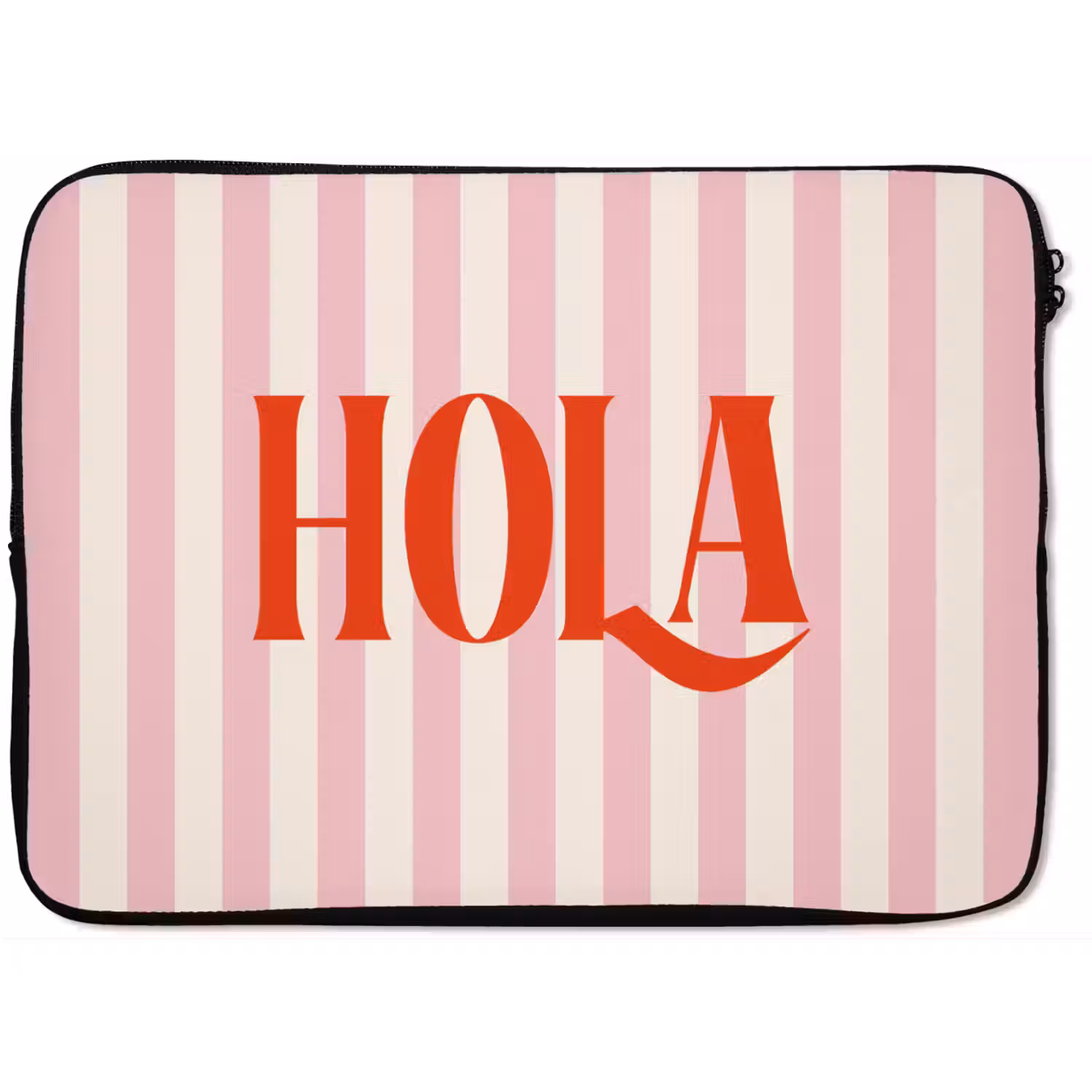 Hola - Quote - Strepen - Pastel - Roze - Rood - Wit laptophoes neopreen klein -zkaufland3dotto