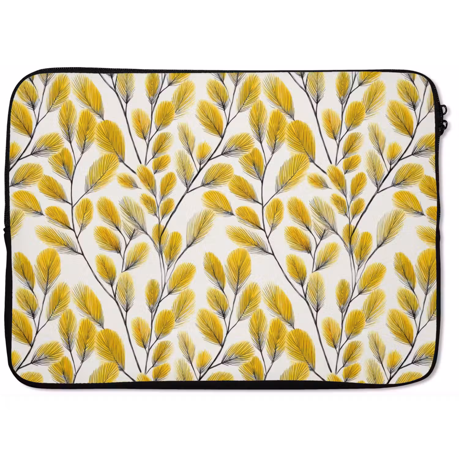 Bladeren - Botanisch - Elegant - Geel - Zwart laptophoes neopreen klein 279 -zkaufland3dotto