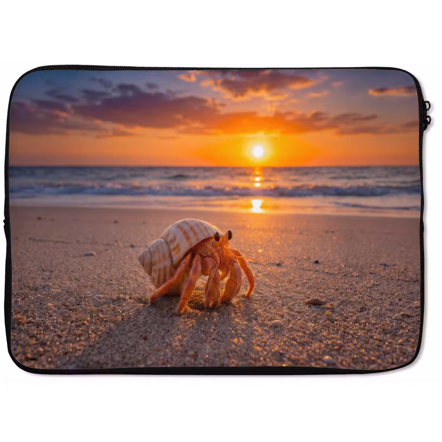 Kreeft - Strand - Natuur - Zonsondergang - Oranje laptophoes neopreen klein -zkaufland3dotto