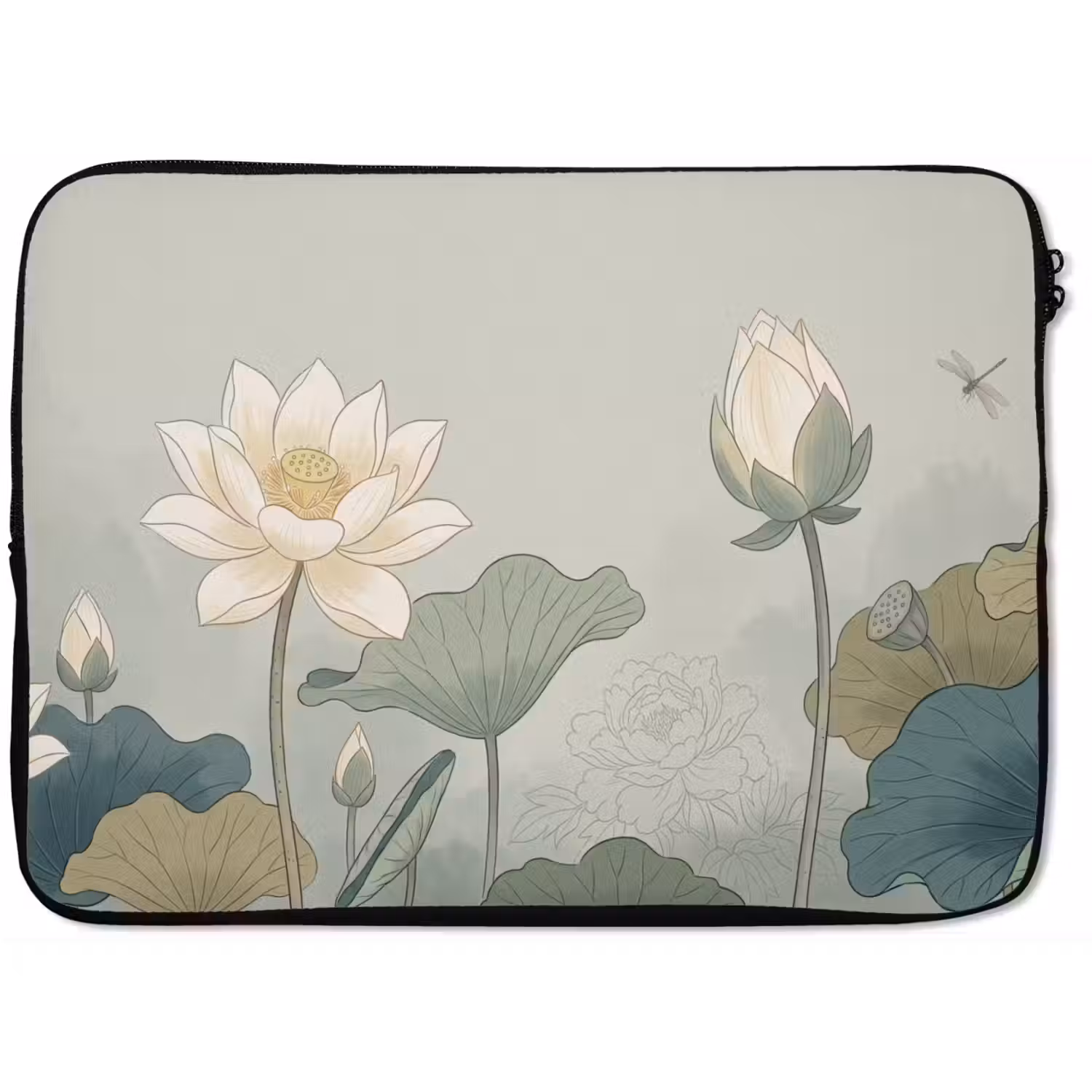 Lotus - Bloemen - Groen laptophoes neopreen klein -zkaufland3dotto