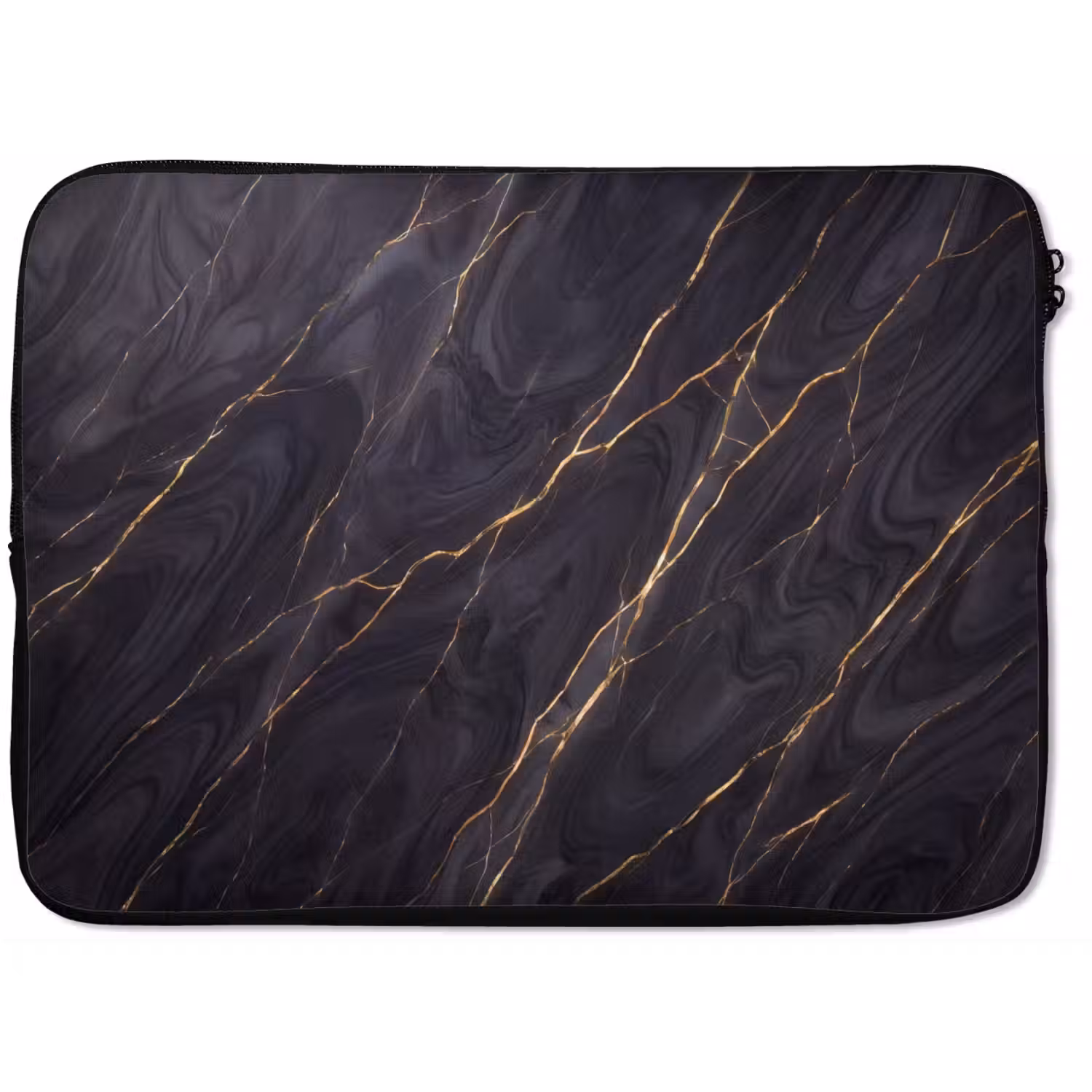 Marmer - Goudaders - Abstract - Modern - Zwart laptophoes neopreen klein -zkaufland3dotto