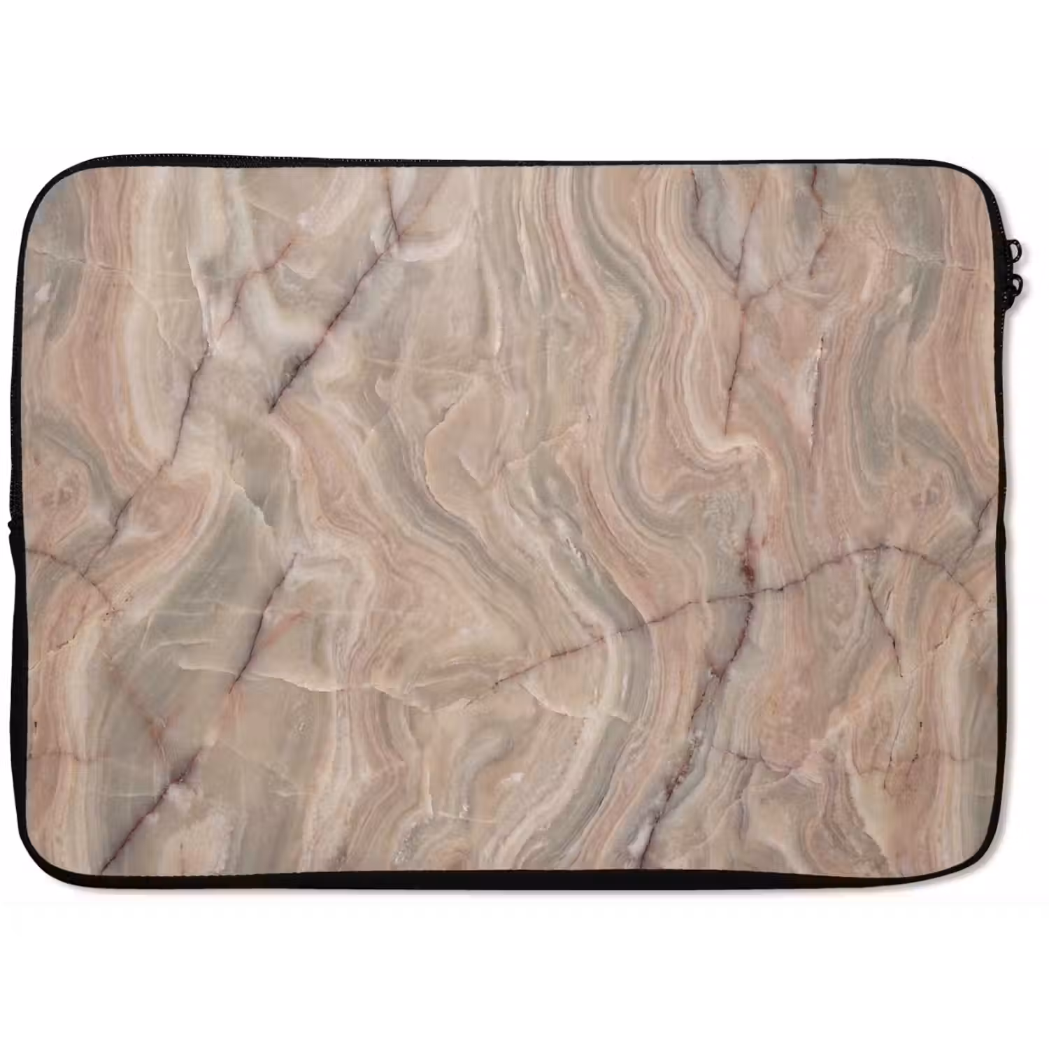 Marmer - Patroon - Abstract - Beige - Groen laptophoes neopreen klein -zkaufland3dotto