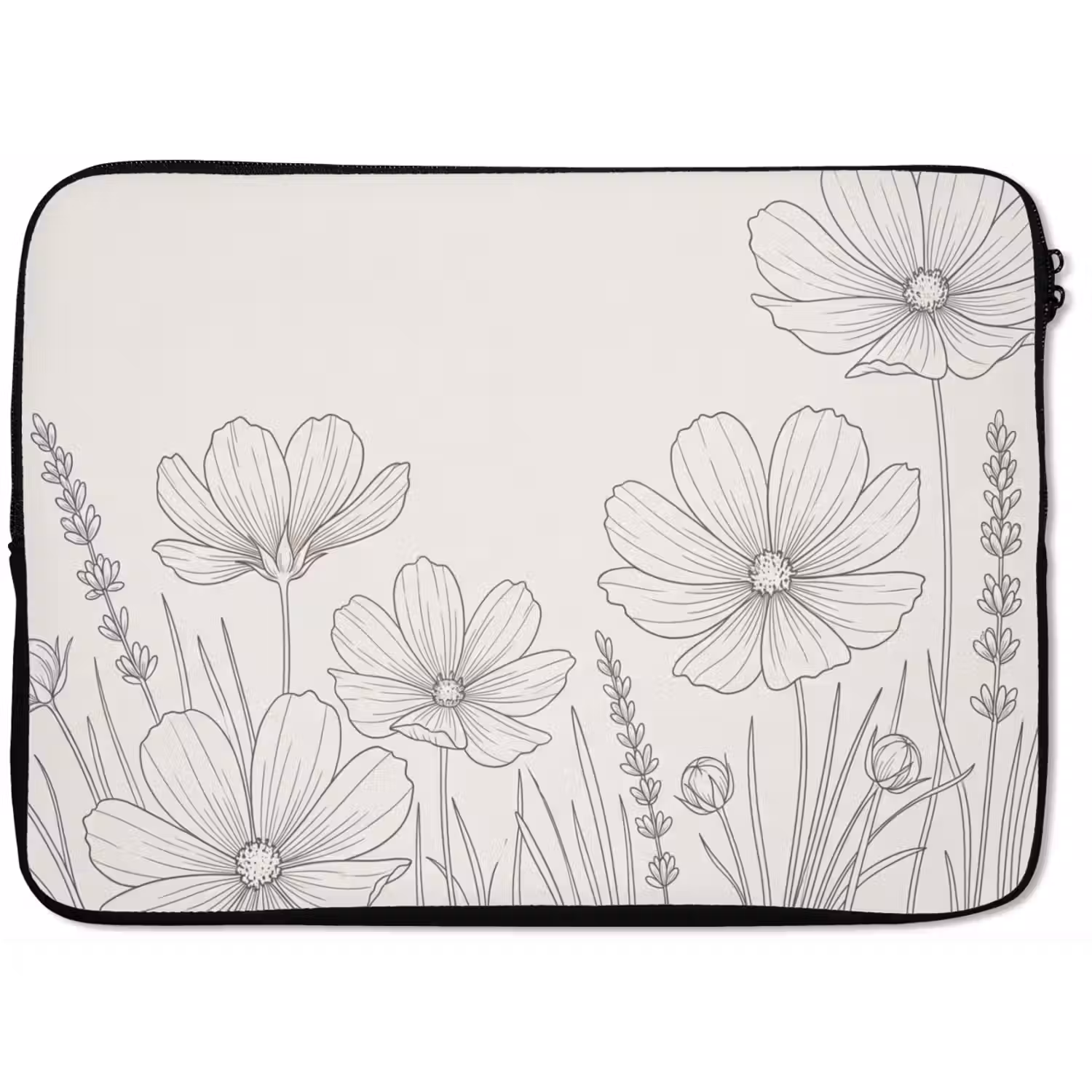 Minimalistisch - Modern - Bloemen - Beige laptophoes neopreen klein -zkaufland3dotto