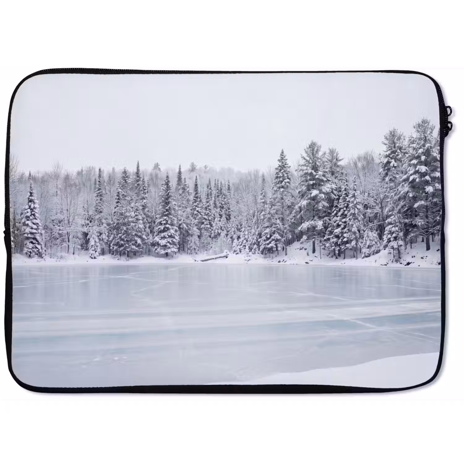 Meer - Dennen - IJs - Winter - Rustgevend laptophoes neopreen klein -zkaufland3dotto